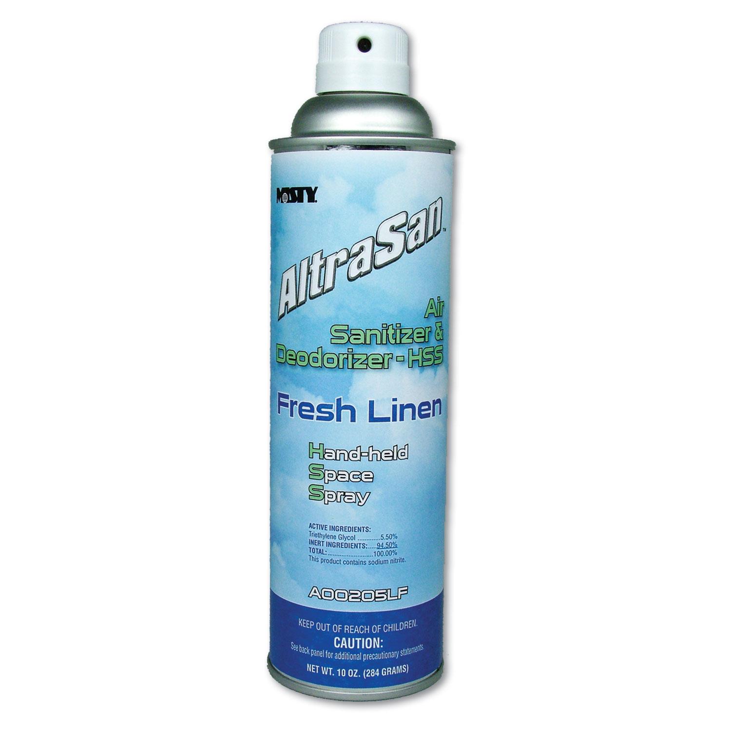 Misty® Handheld Air Sanitizer/Deodorizer, Fresh Linen, 10oz, Aerosol, 12/Carton