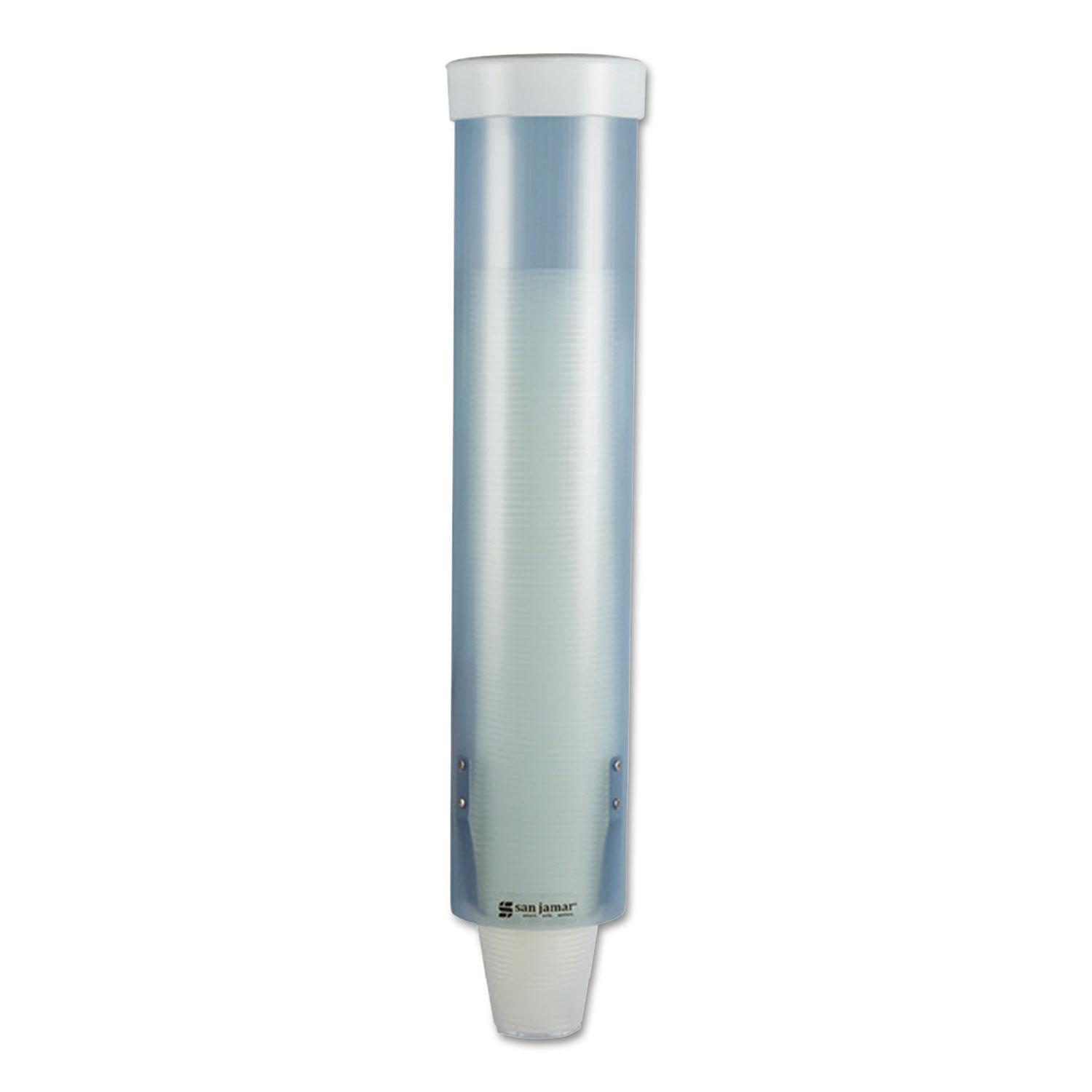 San Jamar® Adjustable Frosted Water Cup Dispenser, Wall Mounted, Blue