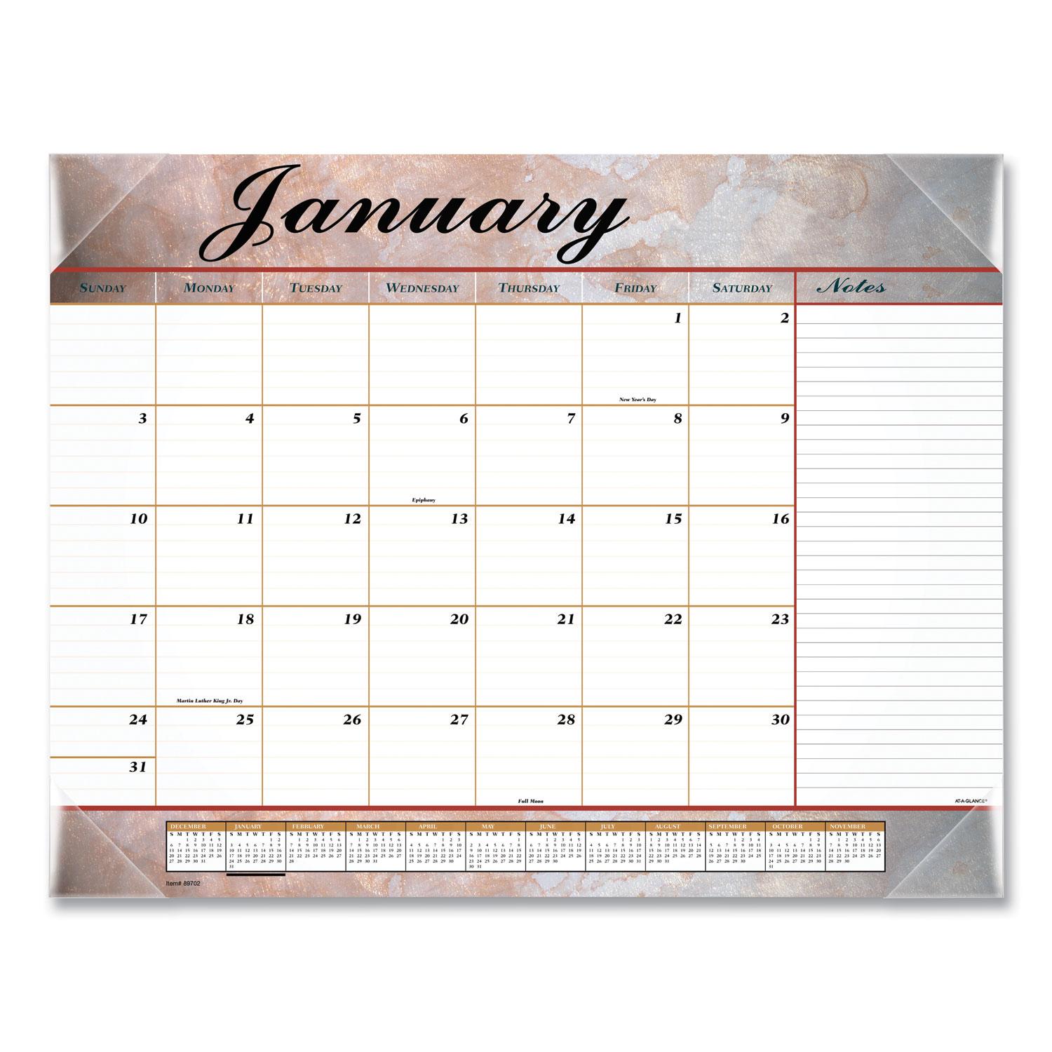 AT-A-GLANCE® Marbled Desk Pad, 22 x 17, Marble Burgundy