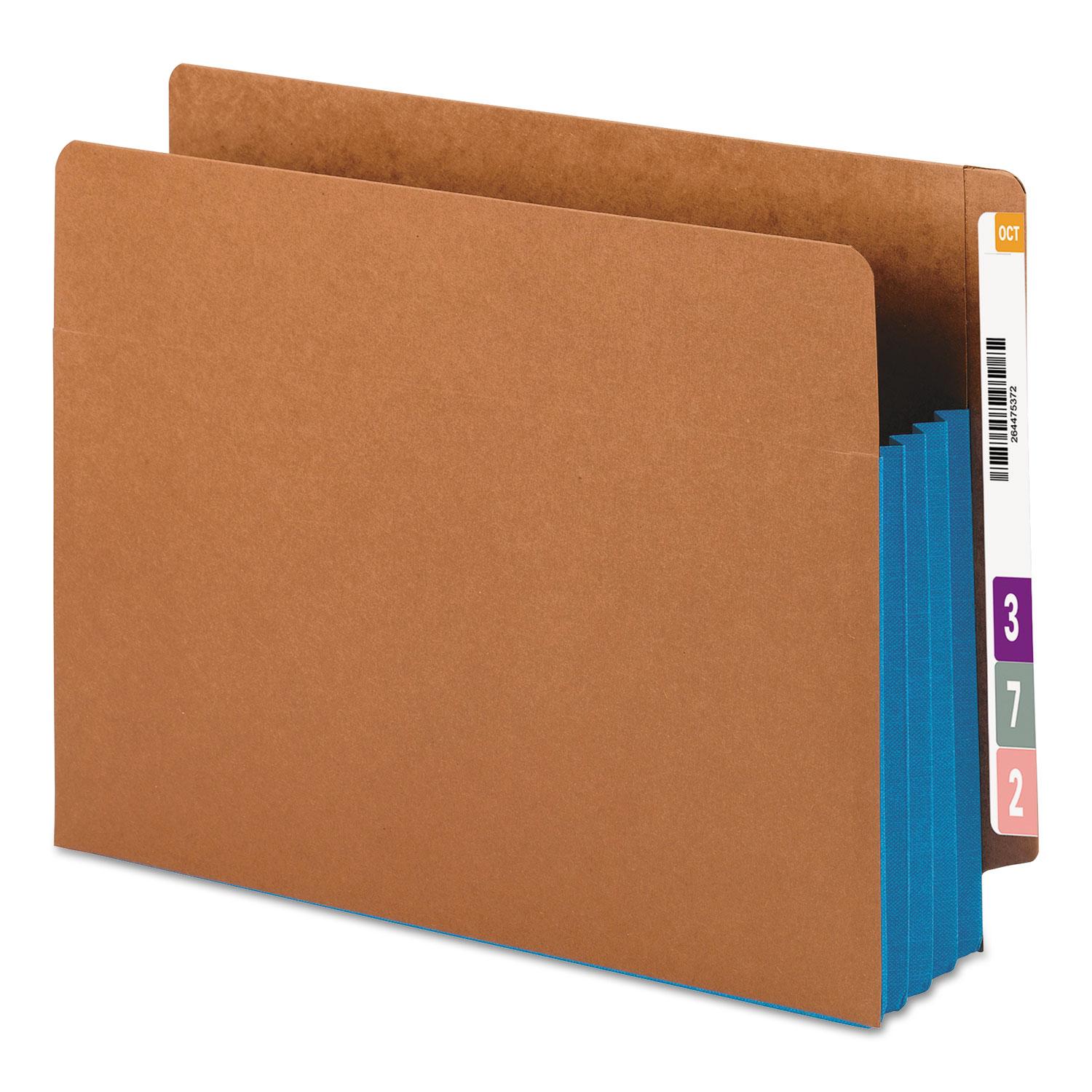 Smead 3 1/2" Exp File Pockets, Straight Tab, Letter, Blue, 10/Box
