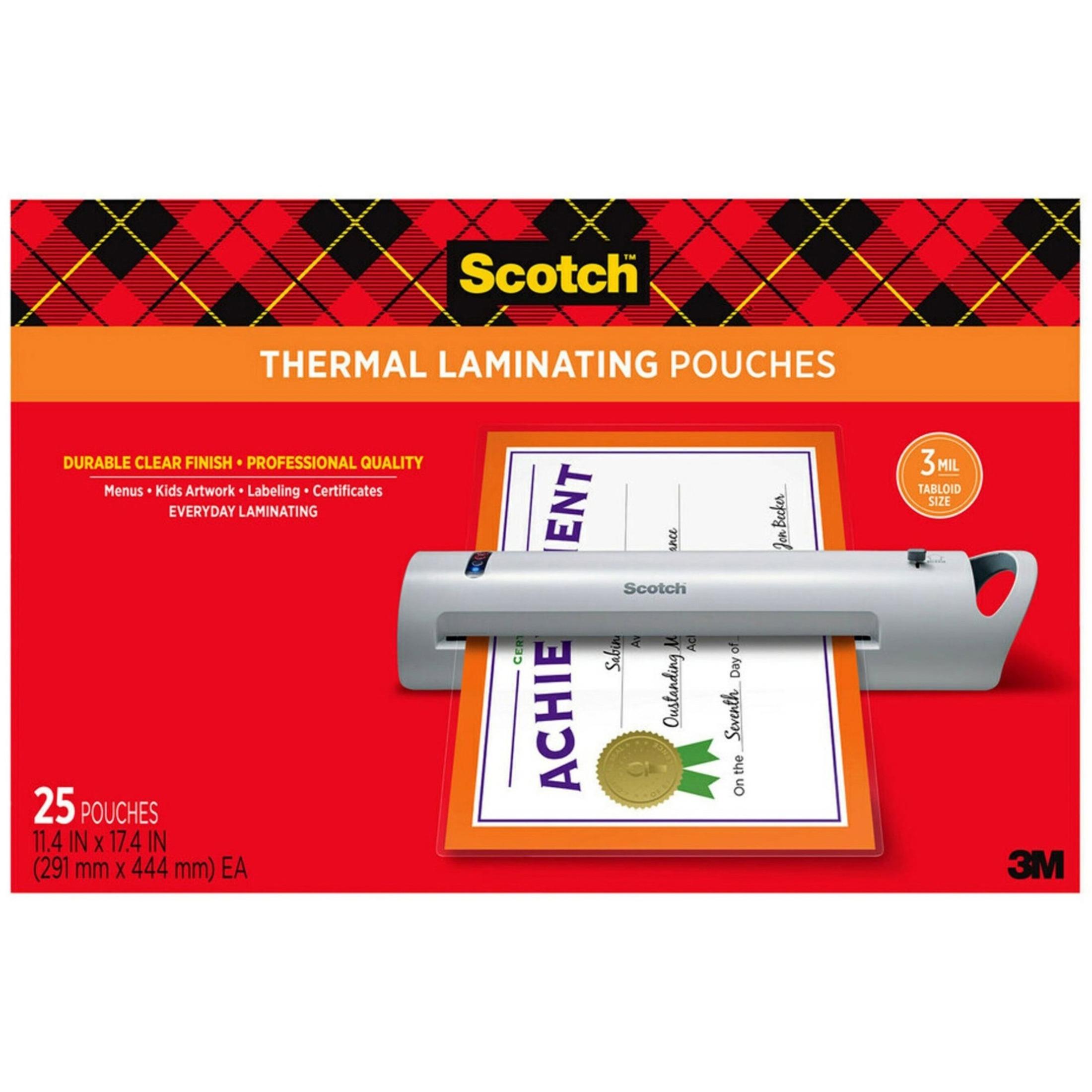 Laminating Pouches, Thermal, 3mil, f/11"x17", 25/PK, CL