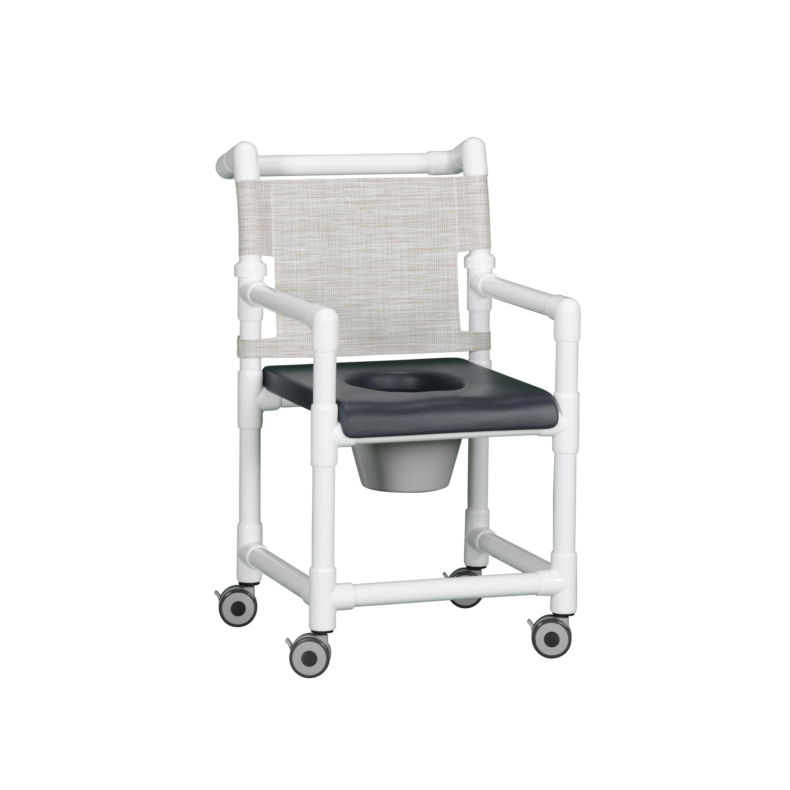 IPU Deluxe Closed-Front Shower Commode - Clearance 17 in - Seat Color: Navy - Upholstery Color: Linen