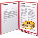 Smead Two-Inch Capacity Fastener Folders, Straight Tab, Letter, Red, 50/Box