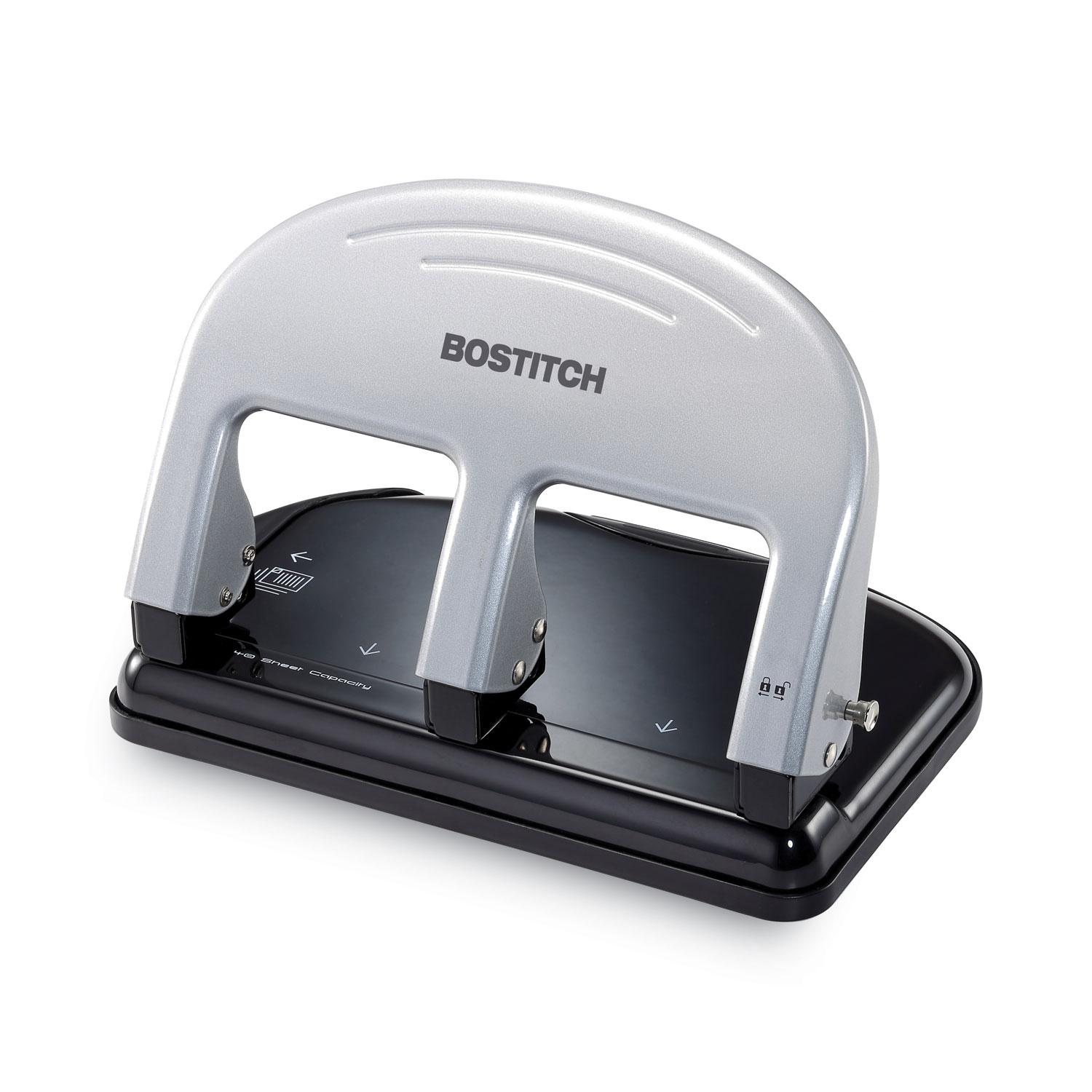 Bostitch® inPRESS Three-Hole Punch, 40-Sheet Capacity, Black/Silver