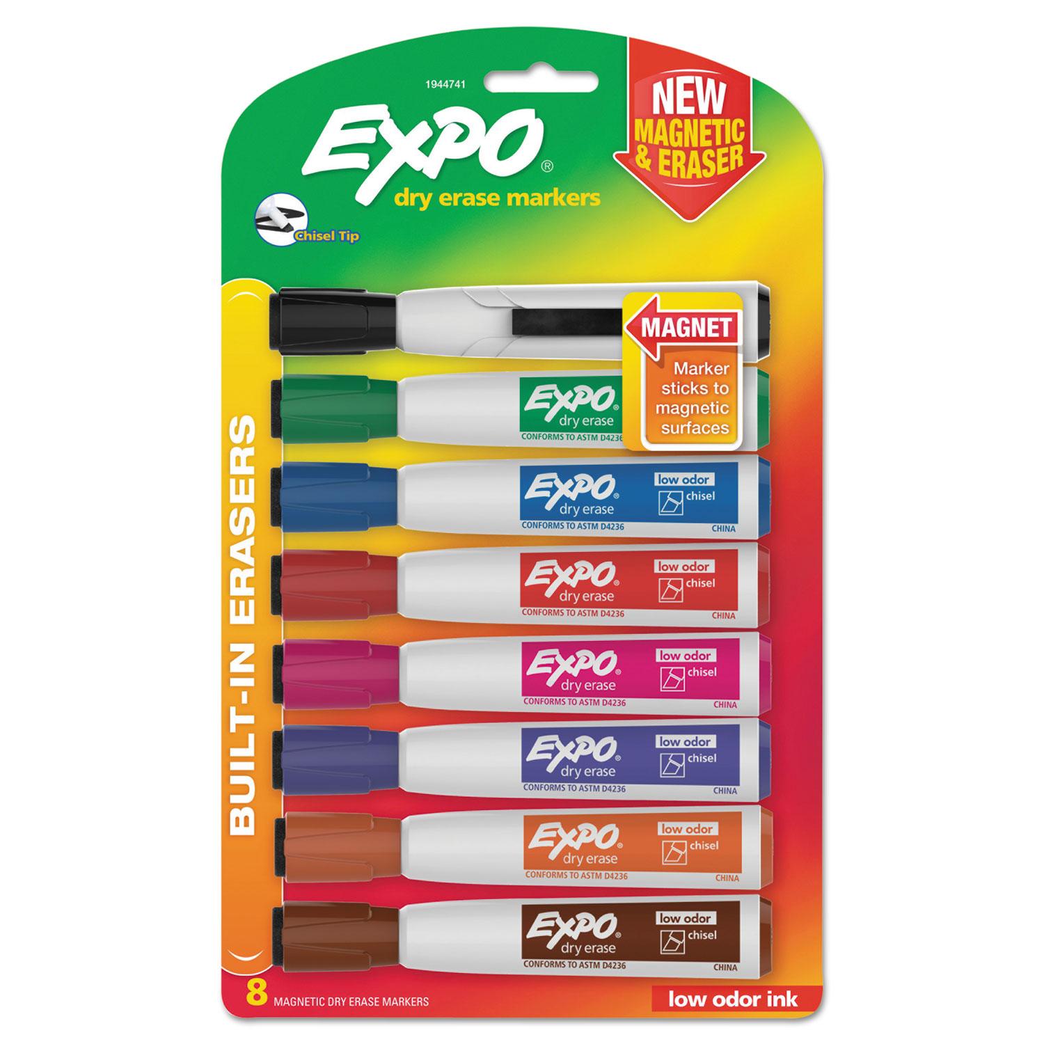 EXPO® Magnetic Dry Erase Marker, Chisel Tip, Assorted, 8/Pack