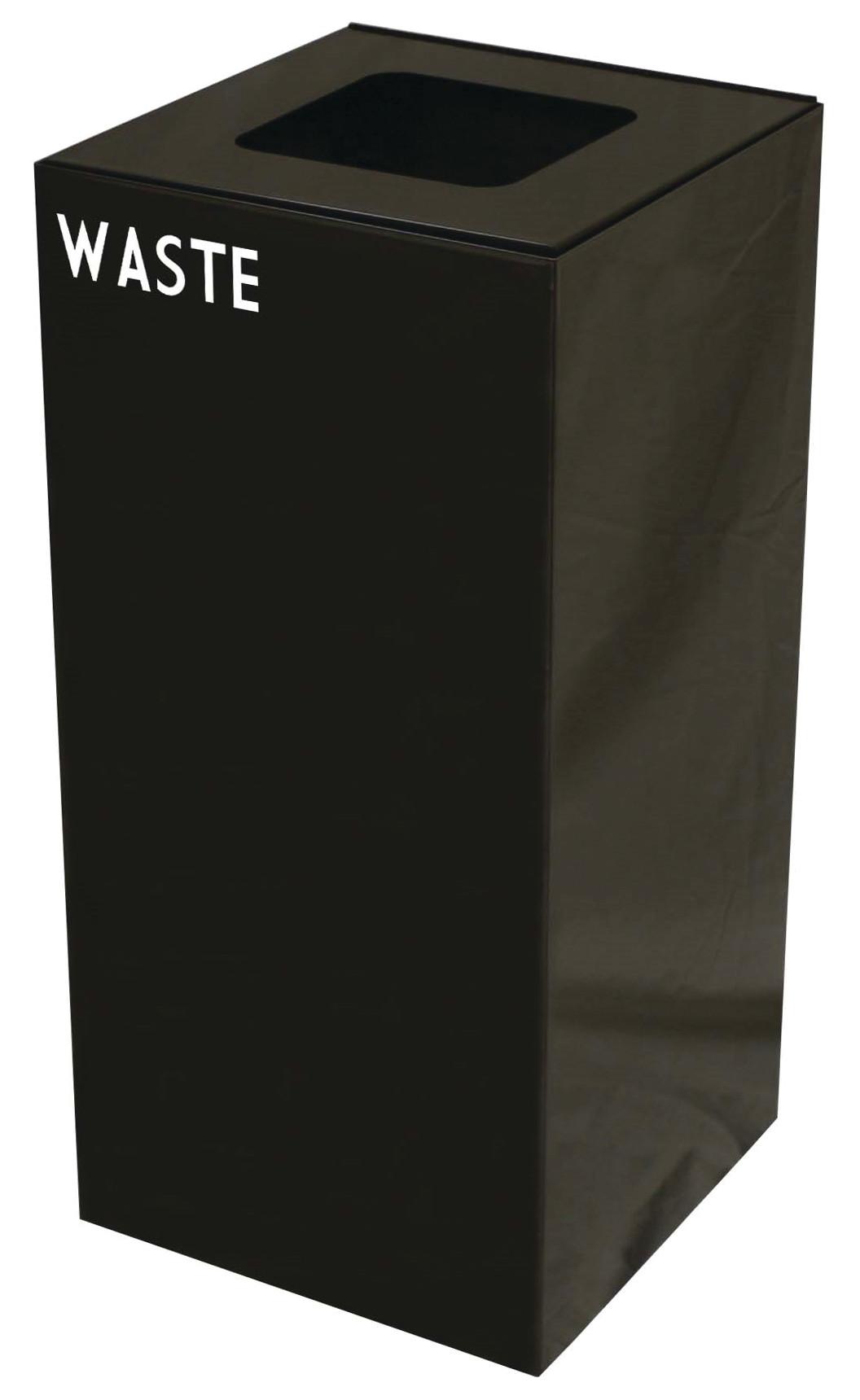 Witt GeoCube Recycling Container, 32 Gallon, Square Opening, Recycle Decal and Waste Decal, Charcoal