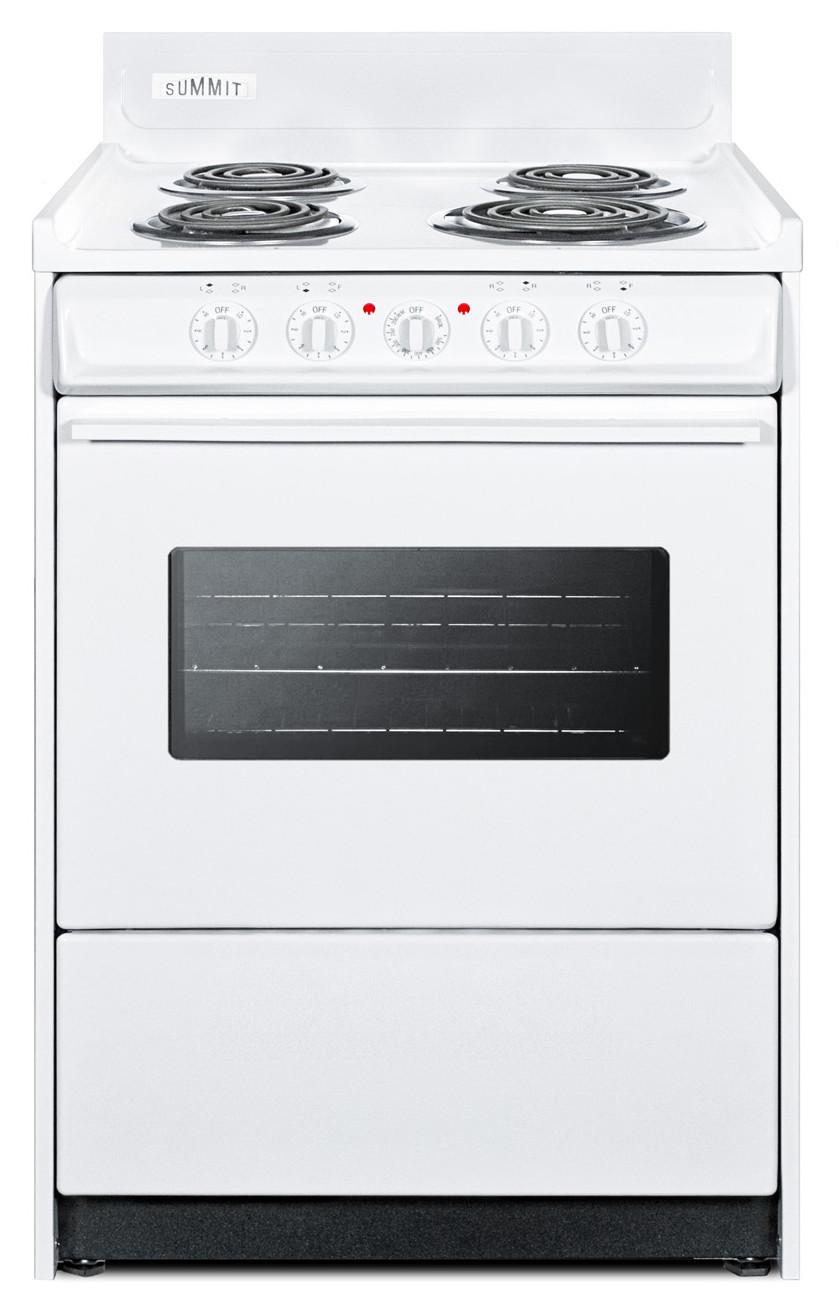 24" Electric Range In White With Oven Window, Interior Light, and Lower Storage Compartment
