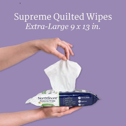 NorthShore Supreme Quilted Adult Wipes, X-Large, 9x13 (36D6Y)