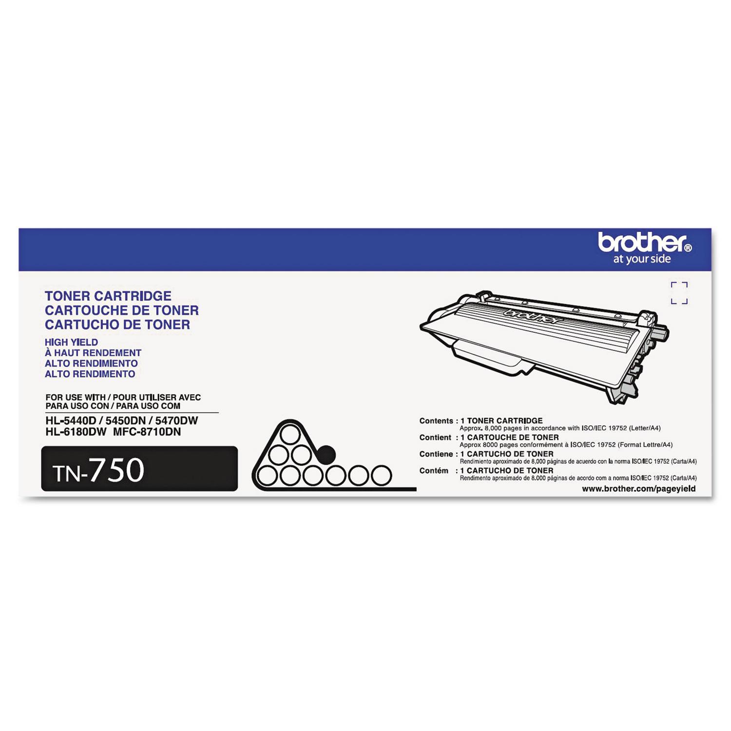 Brother TN750 High-Yield Toner, Black