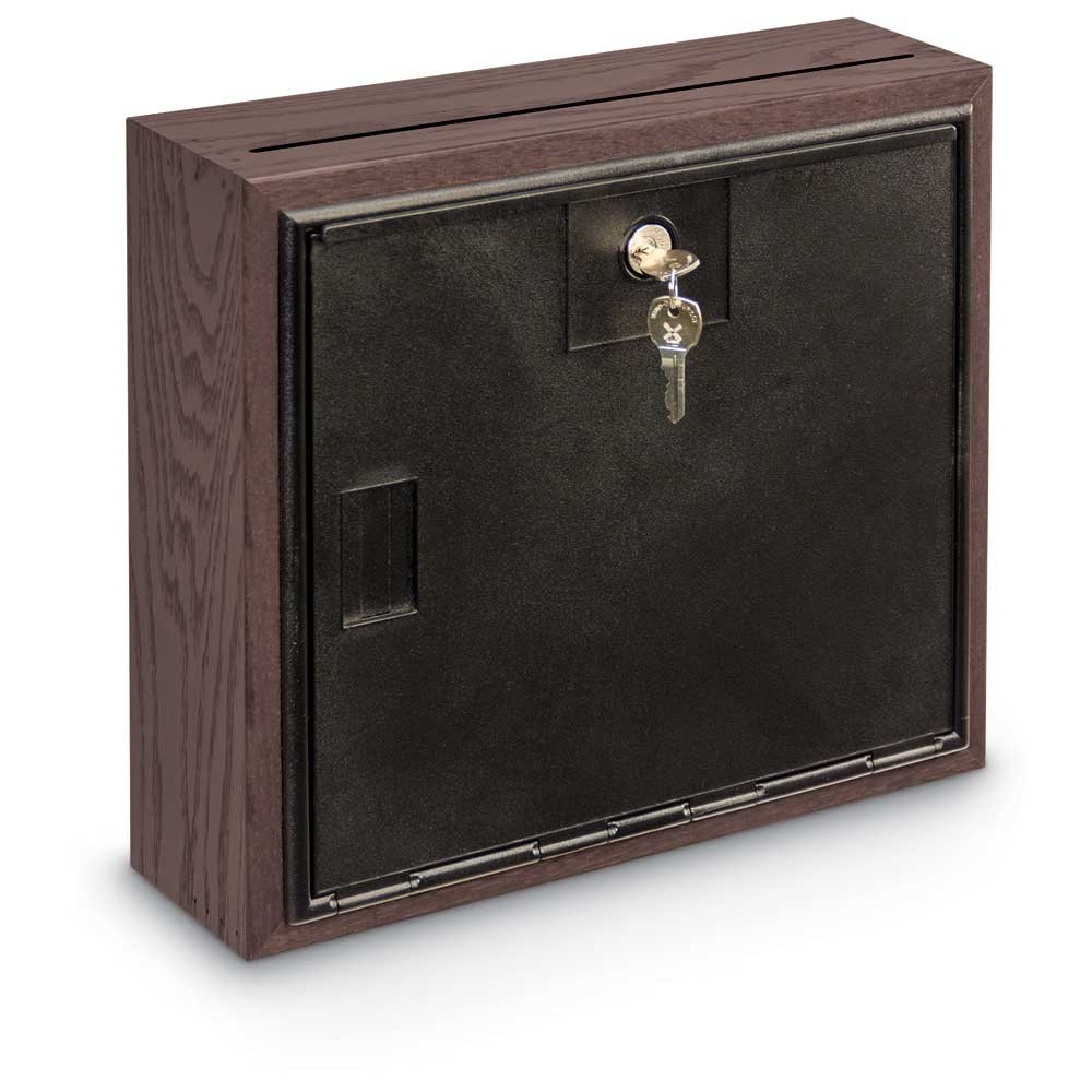 Locking Wooden Wall mount Drop Box with BlackDoor