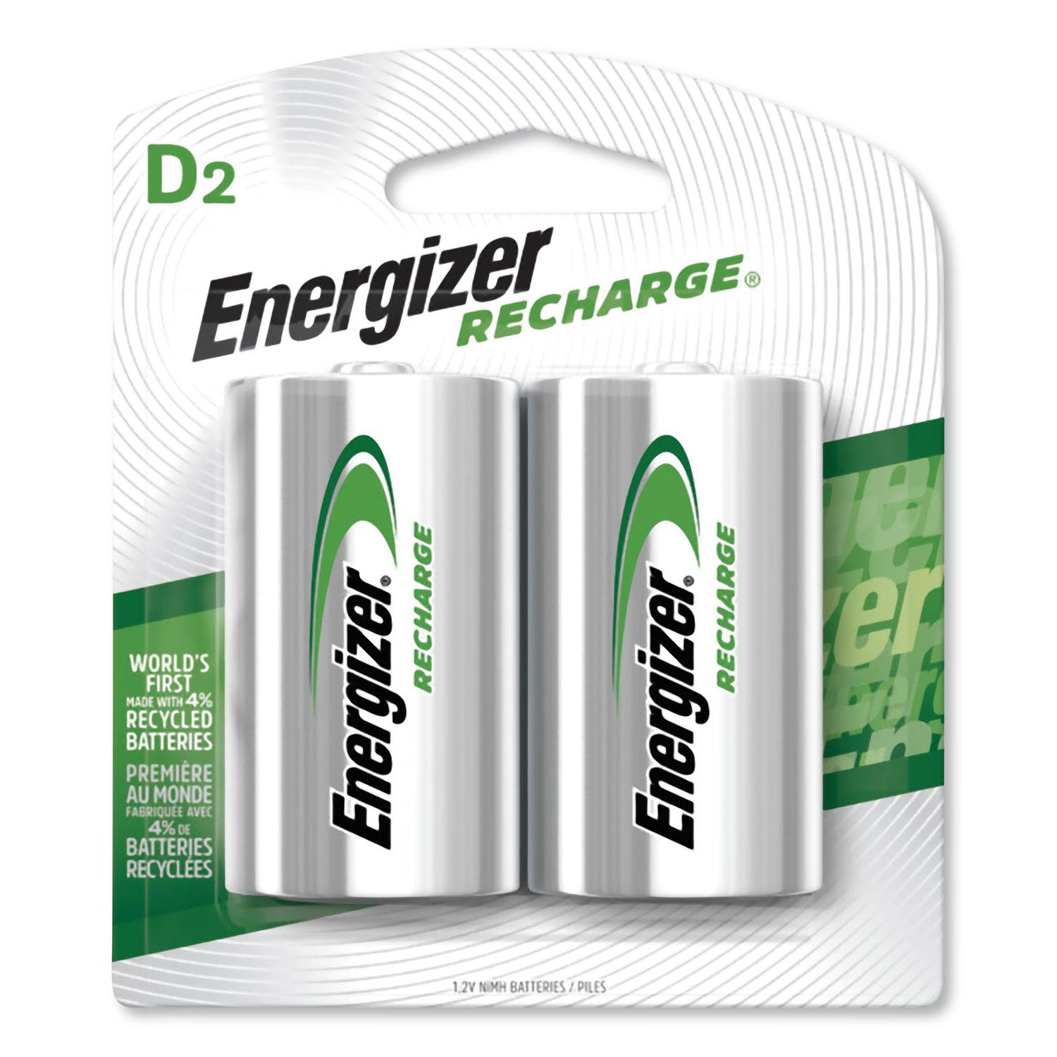 Energizer® NiMH Rechargeable Batteries, D, 2 Batteries/Pack