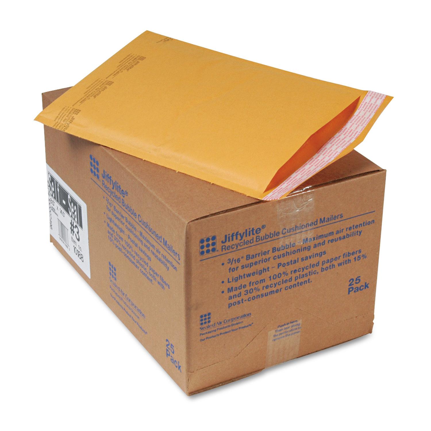Sealed Air Jiffylite Self Seal Mailer, #3, 8 1/2 x 14 1/2, Golden Brown, 25/Carton