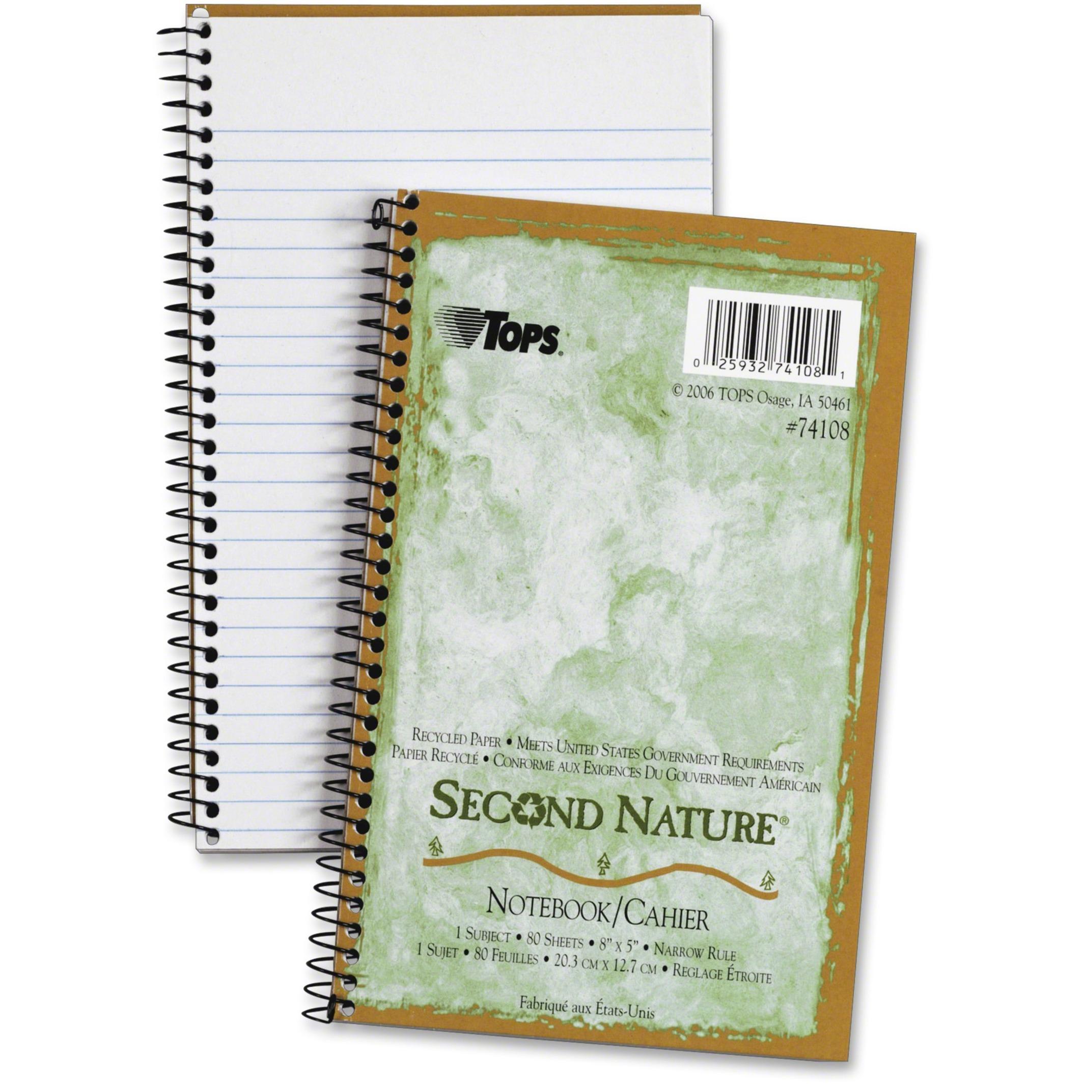 Second Nature Notebook,1-Sub,8"x5",Narrow Rule,80/SH,WE