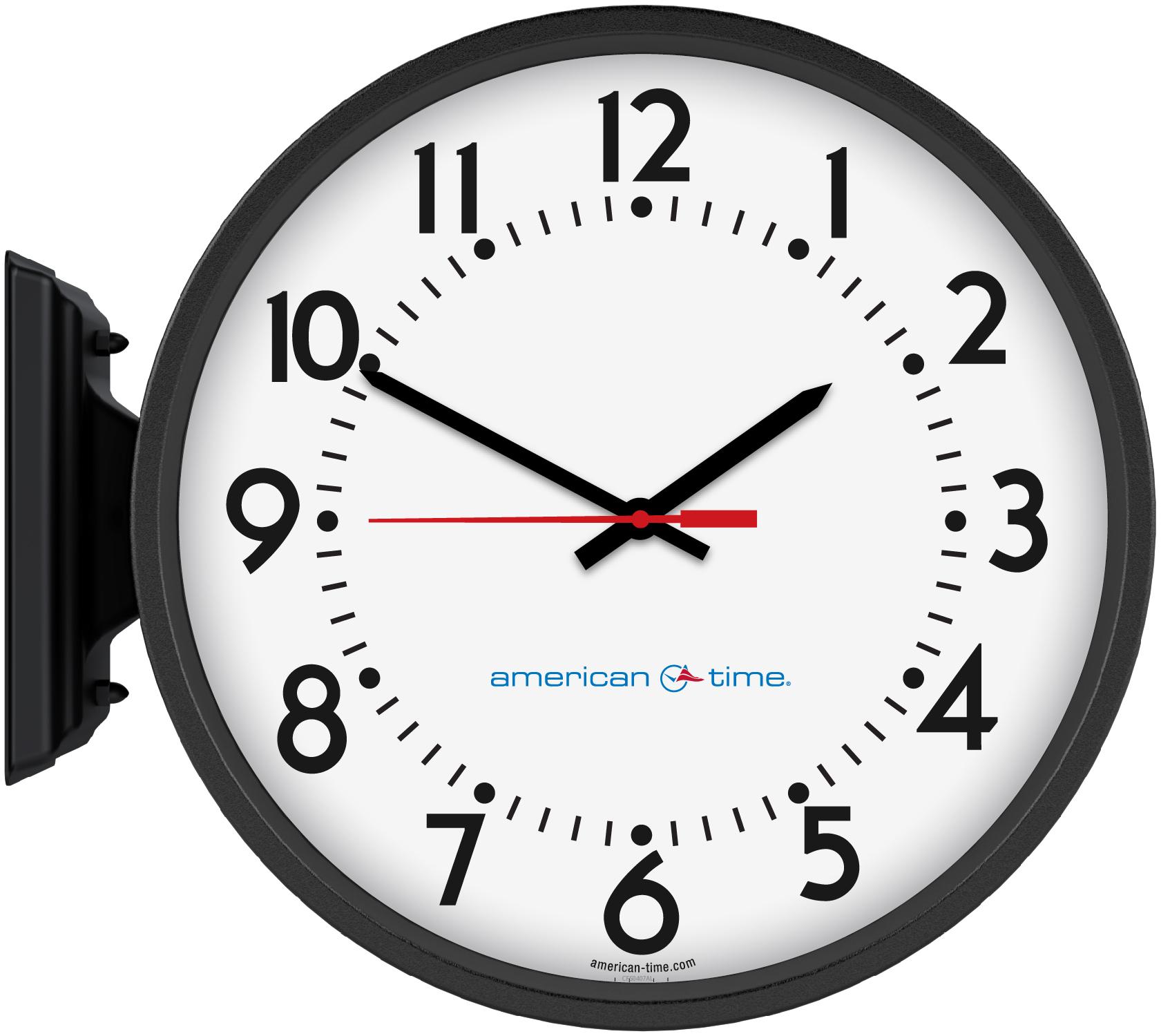 15" Wall Double Dial, Radio Controlled Clock with Traditional Black, Impact-Resistant, Molded Plastic Case and Easy to Read Dial - Automatic Time Adjustments!
