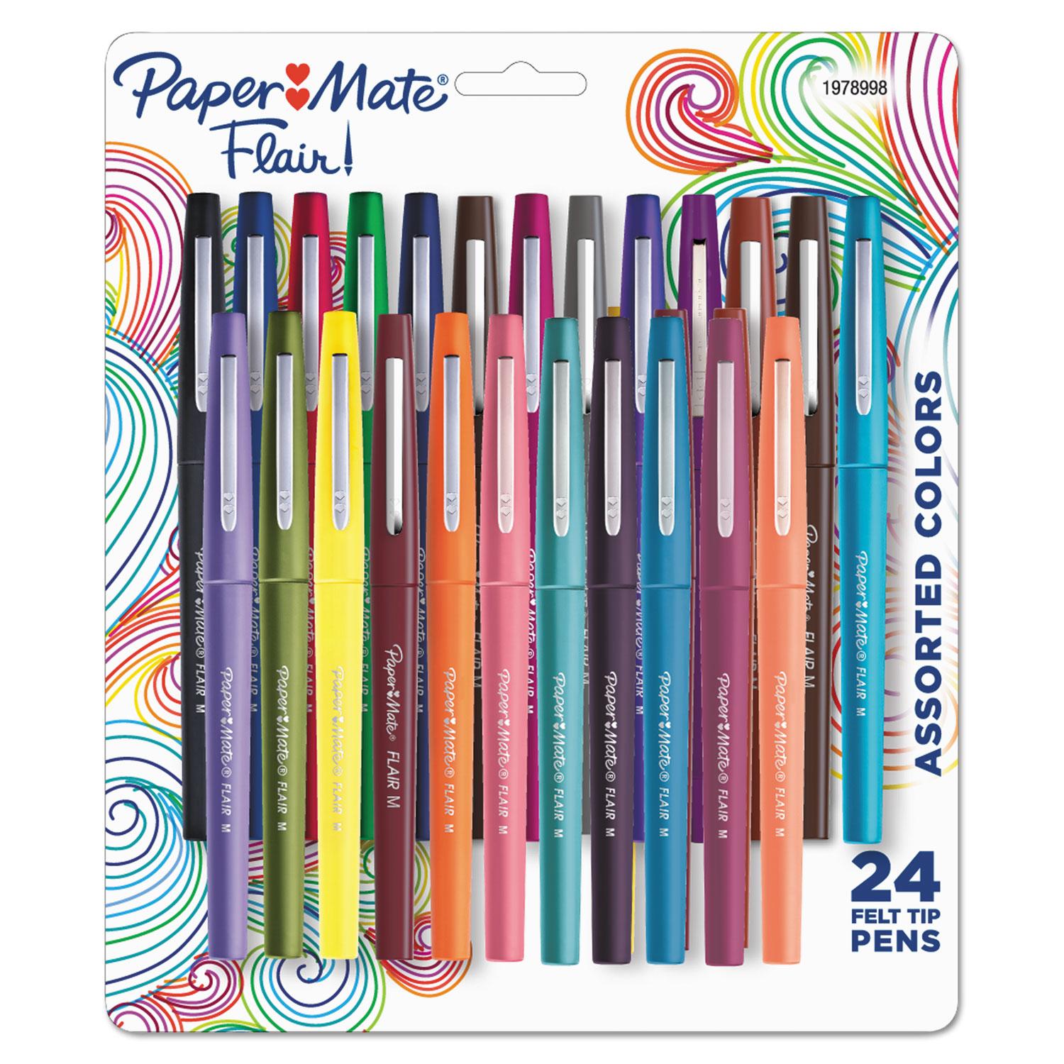 Paper Mate® Point Guard Flair Bullet Point Stick Pen, Assorted Colors, .7mm, 24/Set