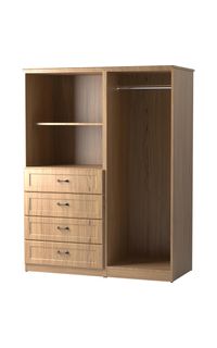 Made-to-Order Chest: 4 Drawers with Hutch and Open Wardrobe