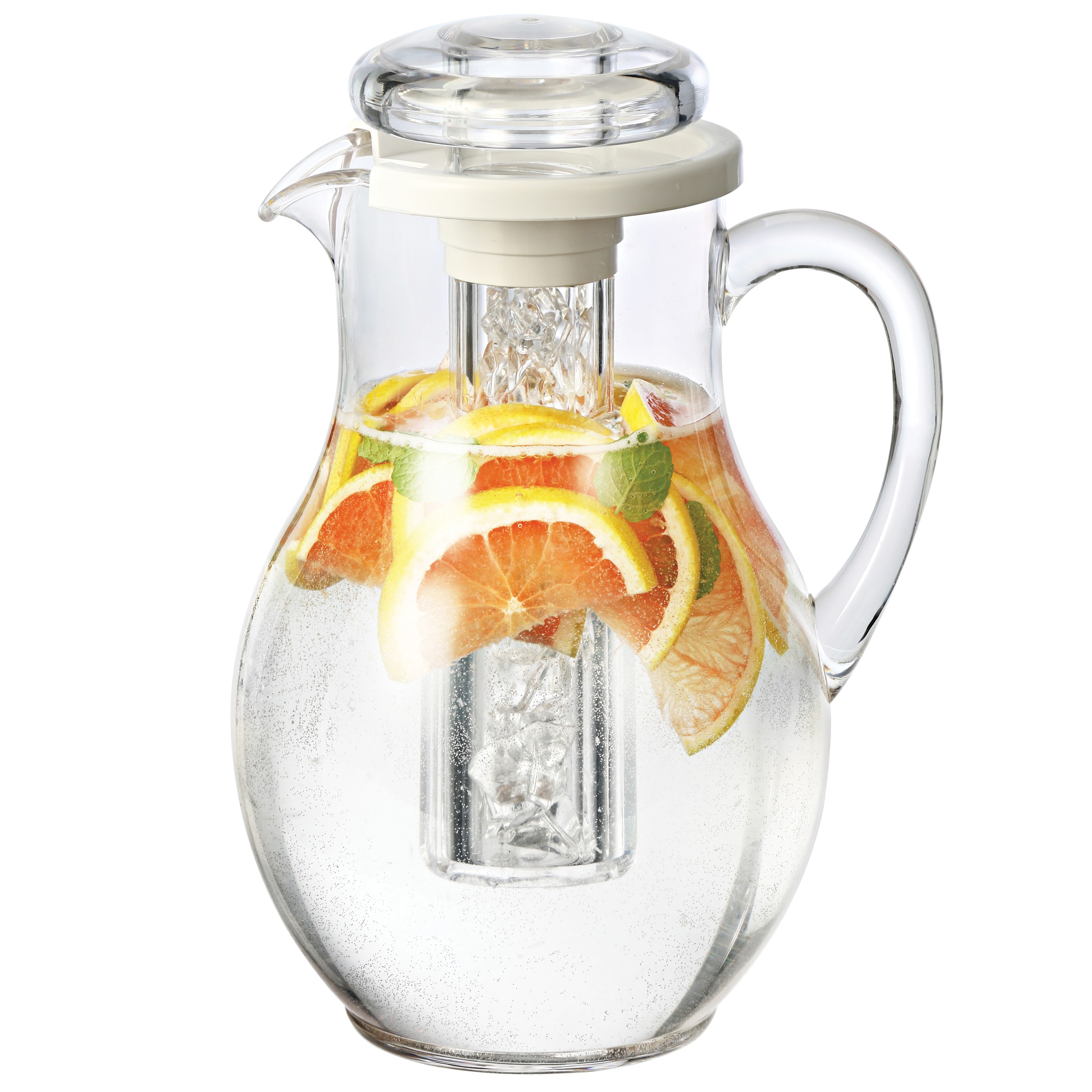 Ice Tube Pitcher 3-Liter Clear Ribbed SAN Plastic Water Pitcher (J8G69 ...