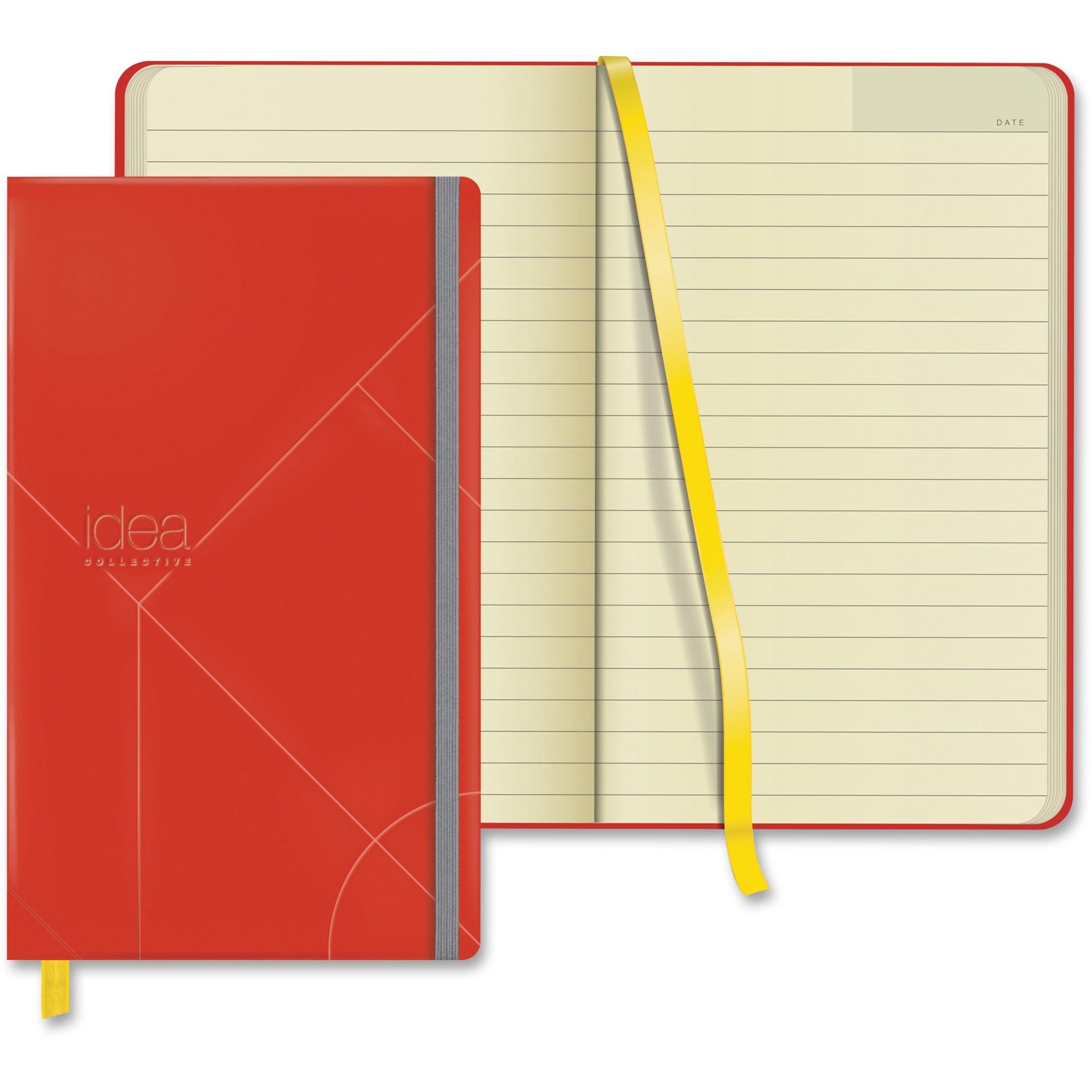 Journal, Notebook, Elastic Band, Wide Ruled, 8-1/4"x5", Red