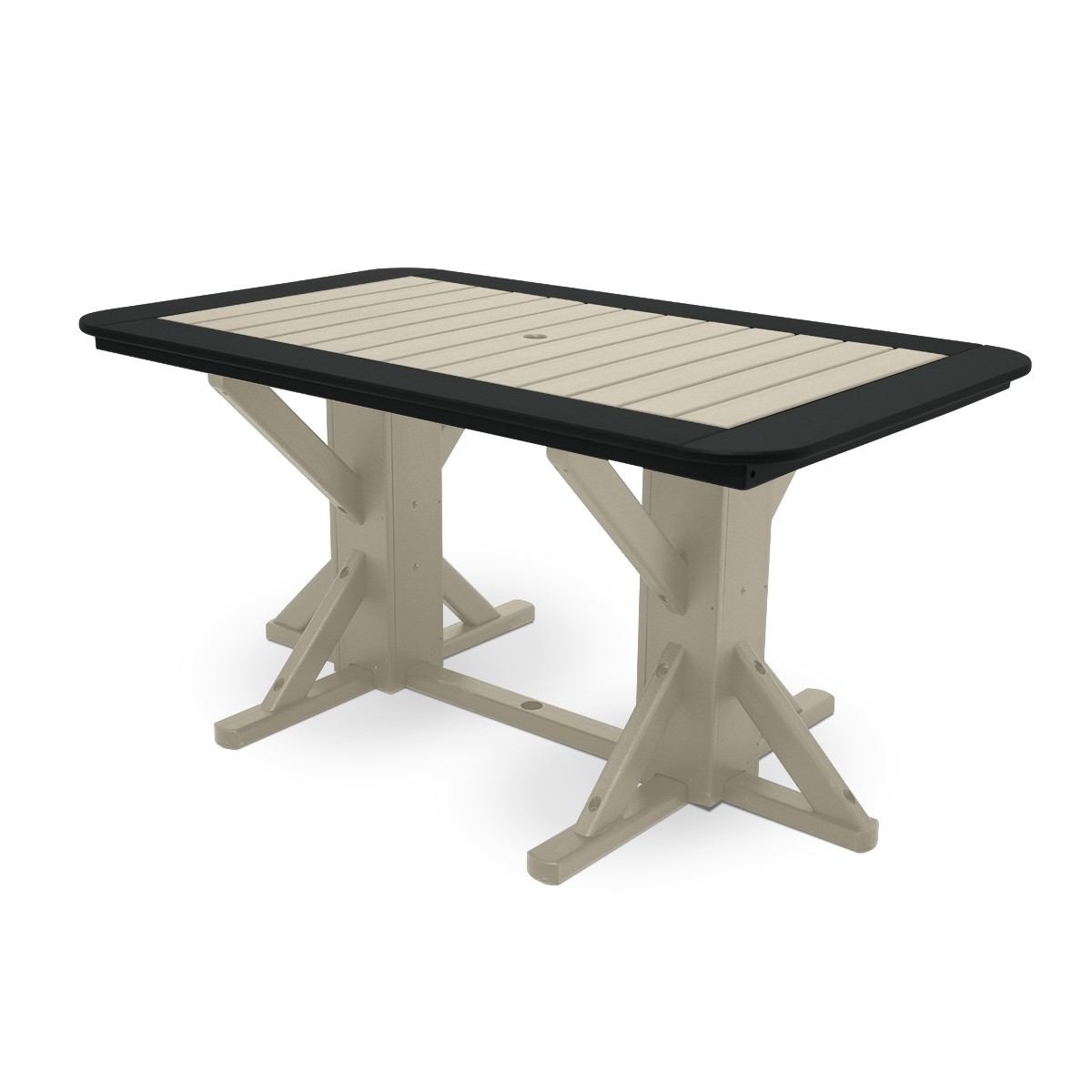 36" x 58" Rectangular Framed Dining-Height Table - Table Finish: Sandtone/Black