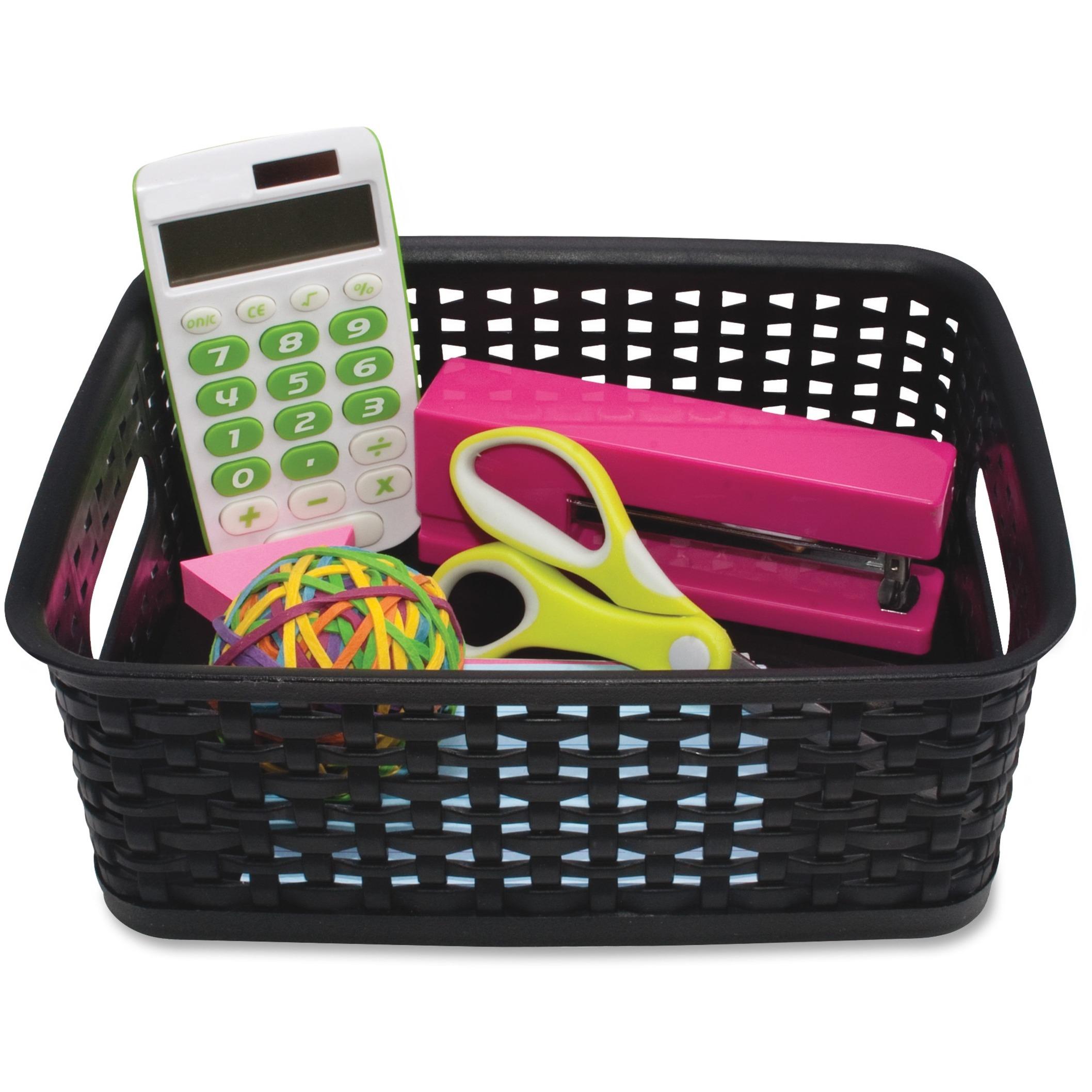 Storage Bins, Plastic, Small, 7-1/2"x10"x4", 3/EA, Black