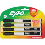 Magnetic Dry Erase Markers, Brd/Md/Fine Pt, 4/PK, BK