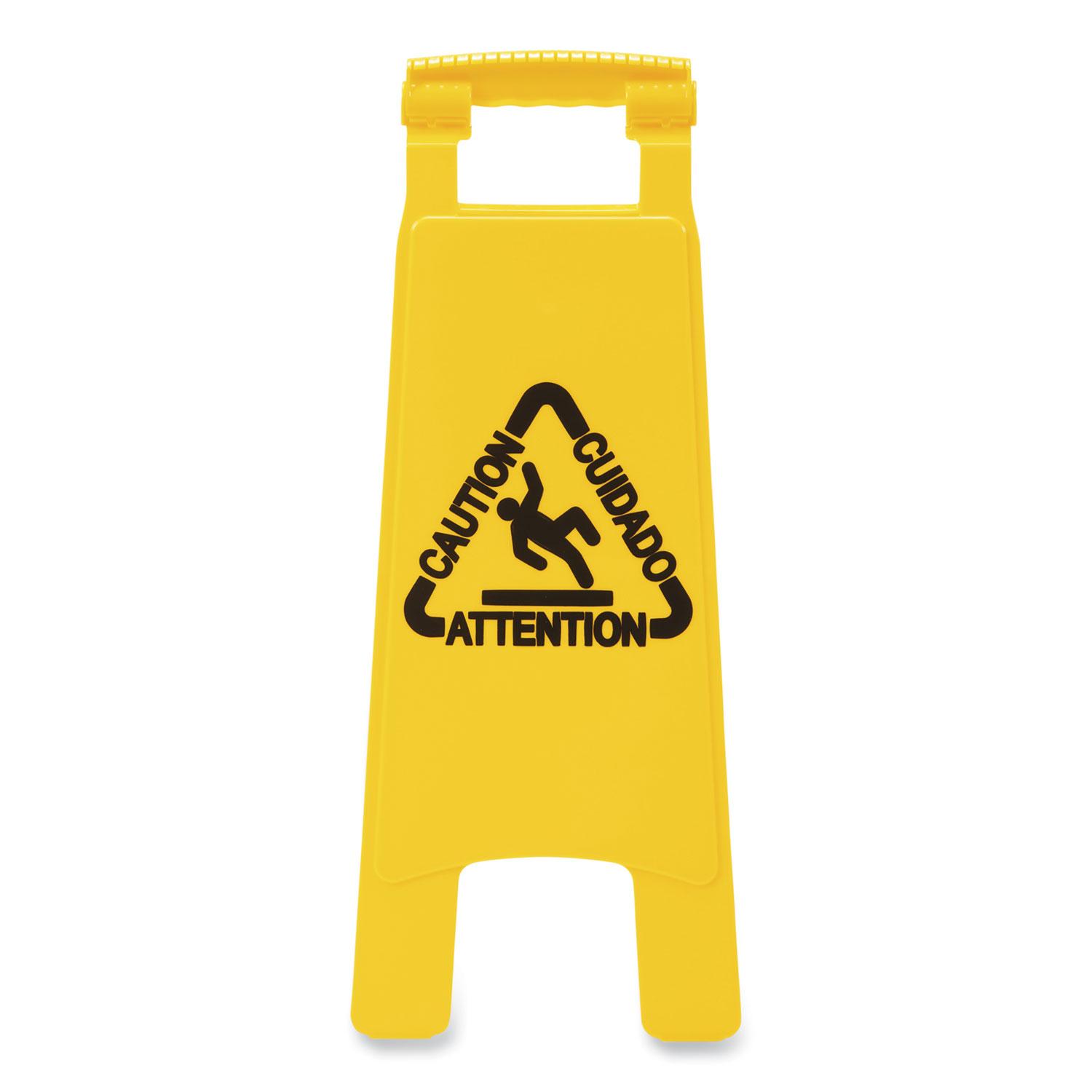 Boardwalk® Caution Safety Sign For Wet Floors, 2-Sided, Plastic, 10 x 2 x 26, Yellow