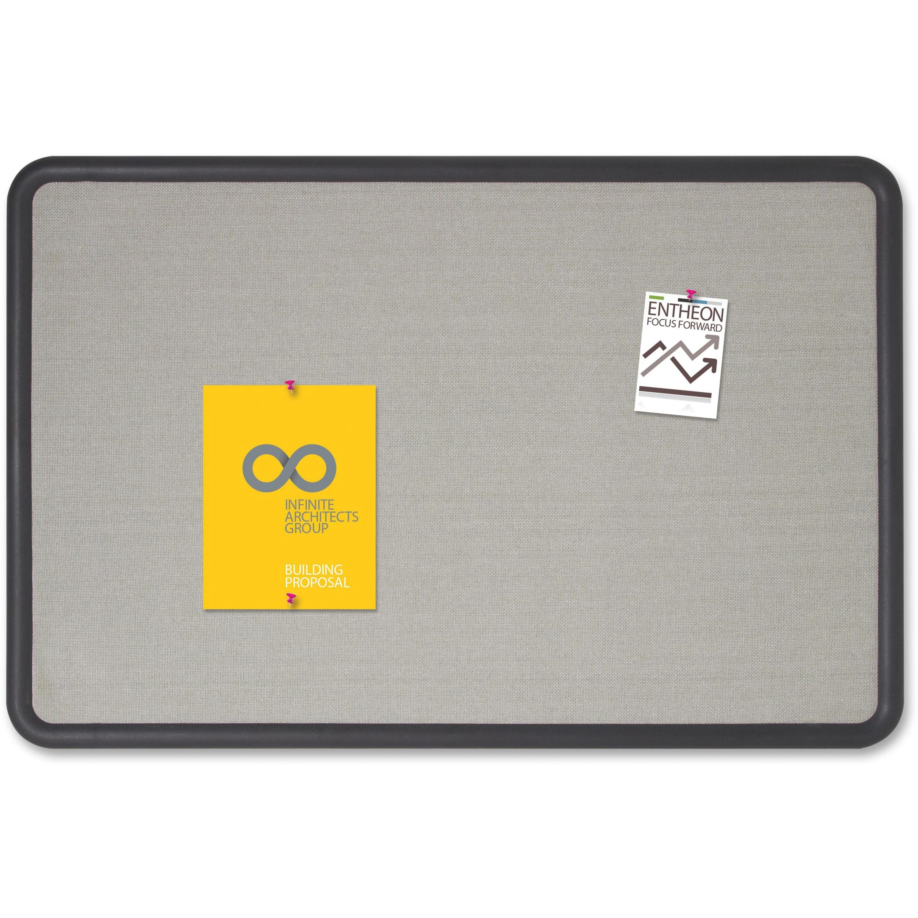 Bulletin Board, Fabric Surface, 36" x 24", Gray/Graphite Frame