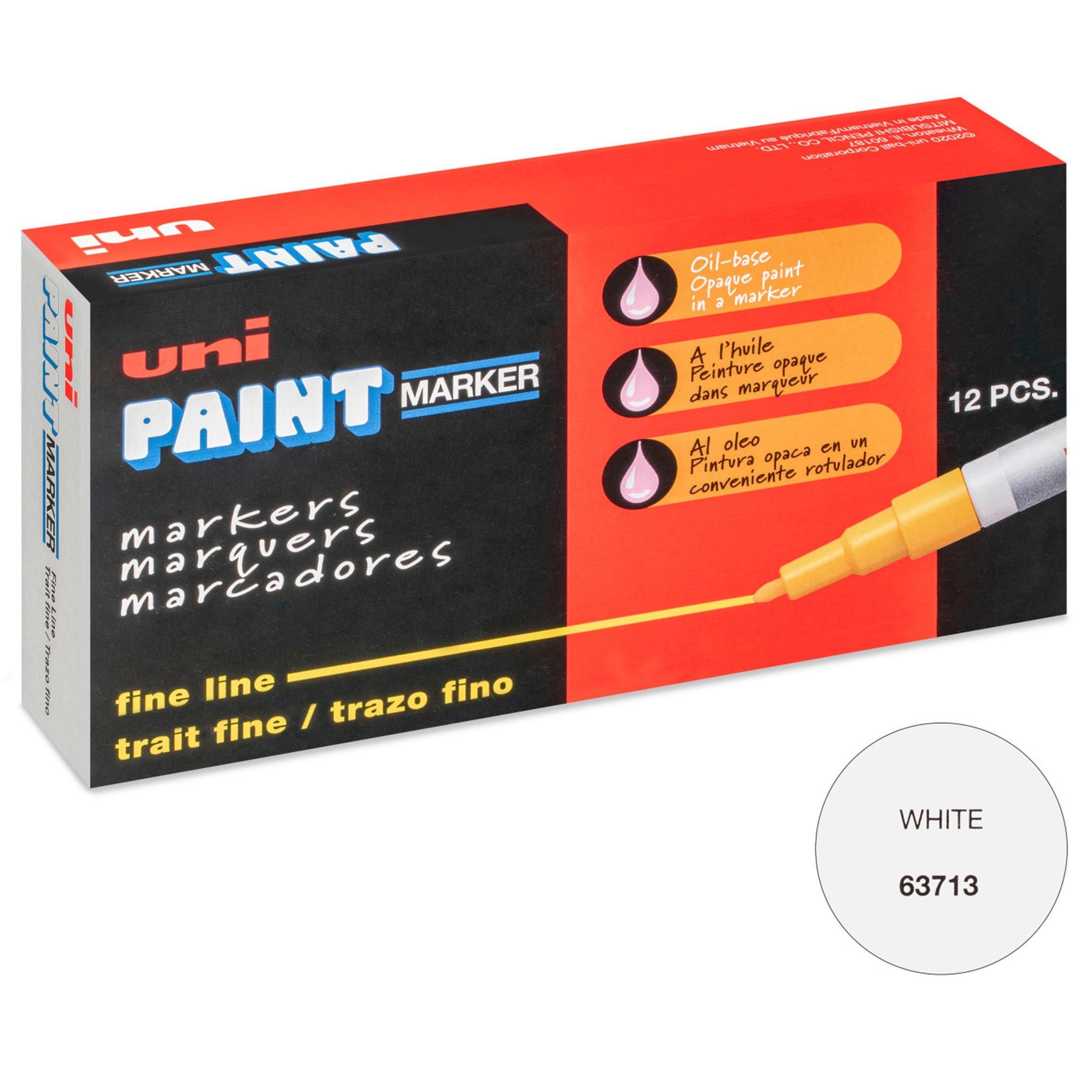 Paint Marker,Oil Base,Fine Point,12/BX, White