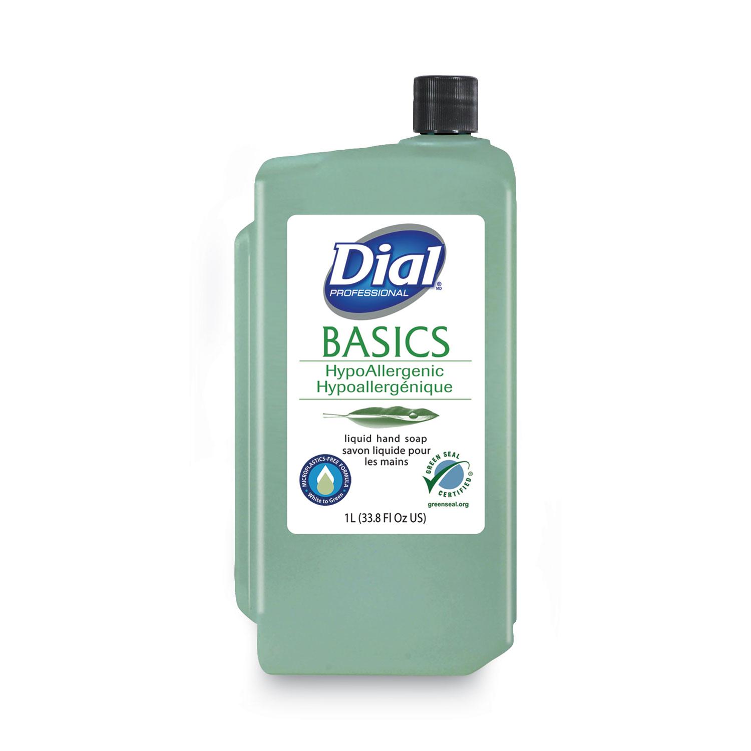 Dial® Professional Basics MP Free Liquid Hand Soap, Unscented, 1 L Refill Bottle, 8/Carton