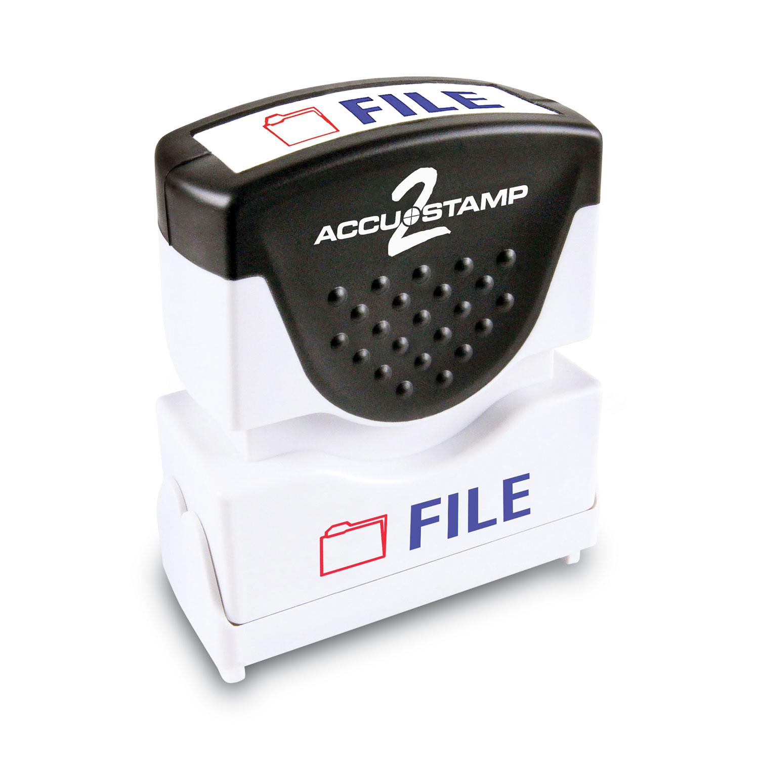 ACCUSTAMP2® Pre-Inked Shutter Stamp, Red/Blue, FILE, 1 5/8 x 1/2