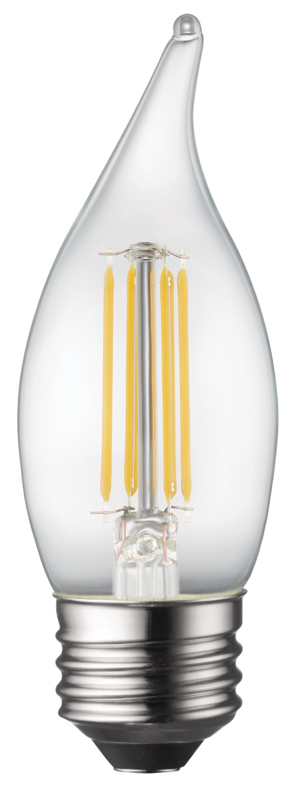 Clear Bent Tip LED 5 watts 2700 Kelvin Medium Base Filament Dimmable Equivelent to 60 watts