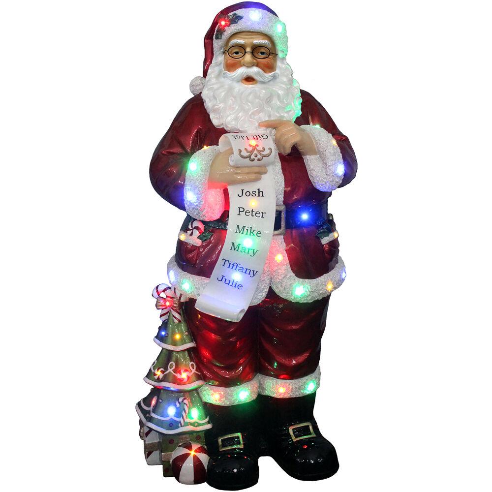 Indoor/Outdoor Oversized Christmas Decor with Long-Lasting LED Lights, 4-Ft. Santa Claus Holding Naughty & Nice Scroll
