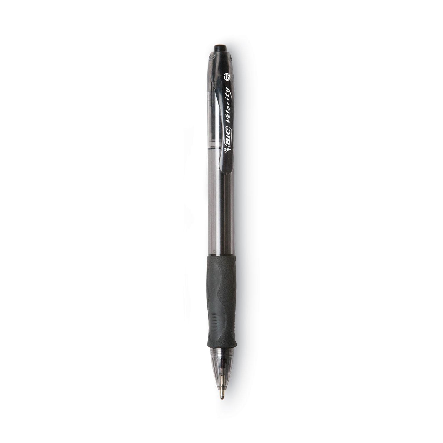 BIC® Velocity Retractable Ballpoint Pen, Black Ink, 1.6mm, Bold, Dozen