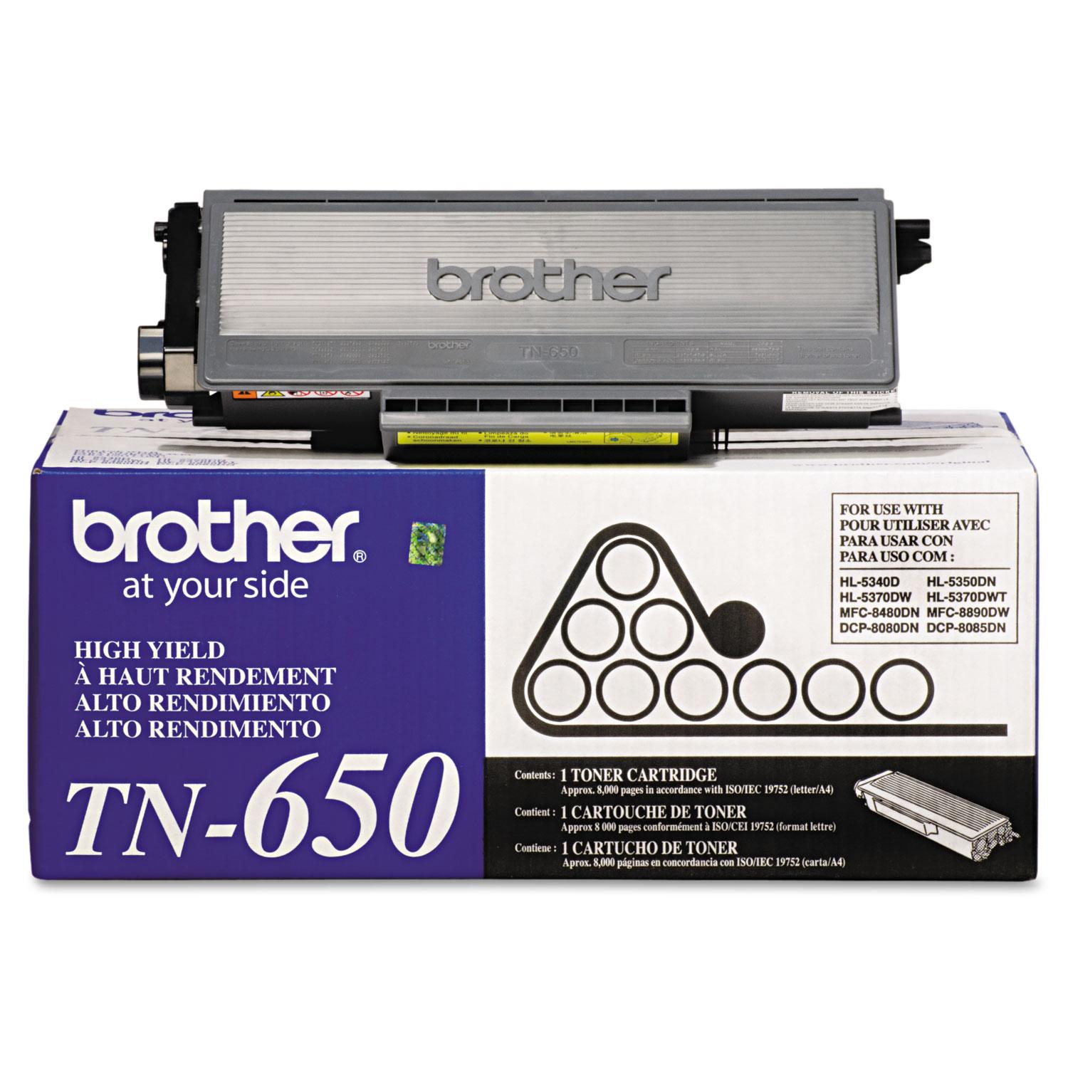 Brother TN650 High-Yield Toner, Black
