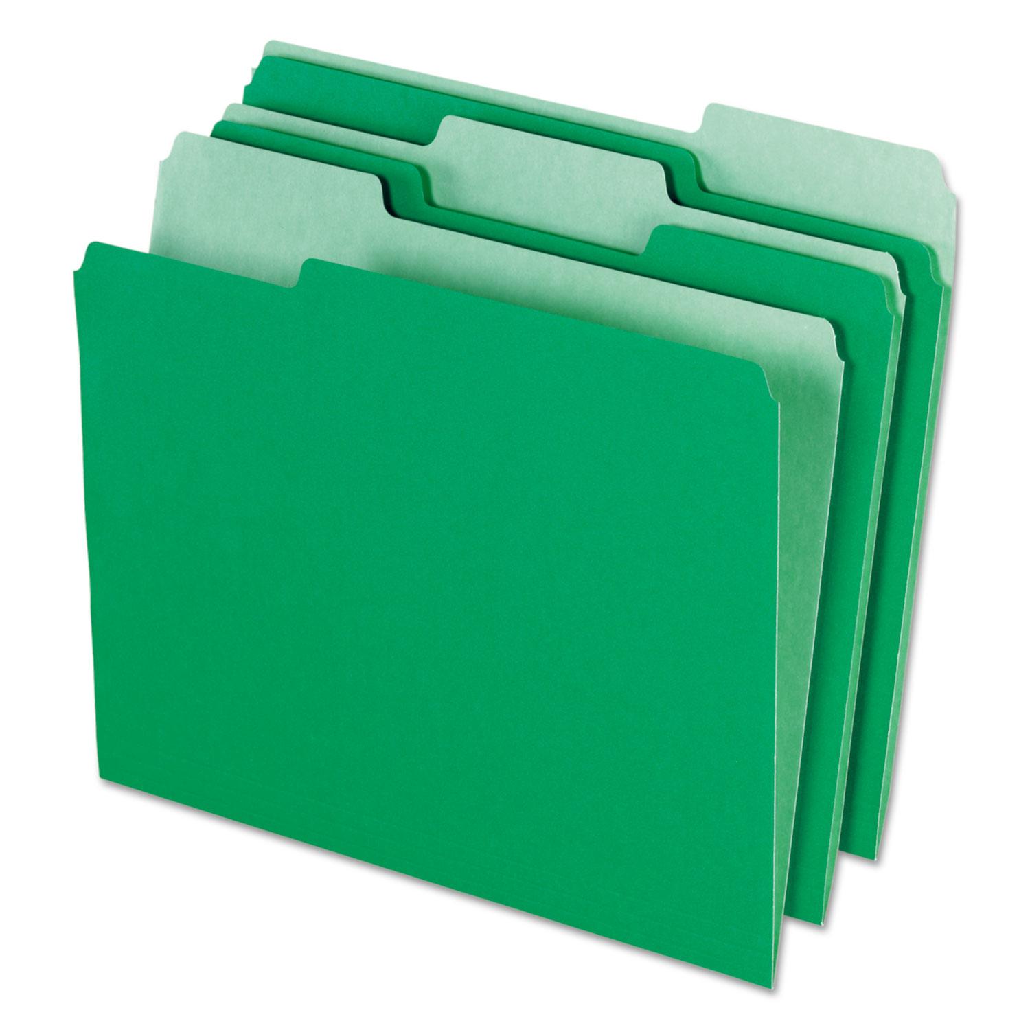 Pendaflex® Interior File Folders, 1/3 Cut Top Tab, Letter, Bright Green, 100/Box