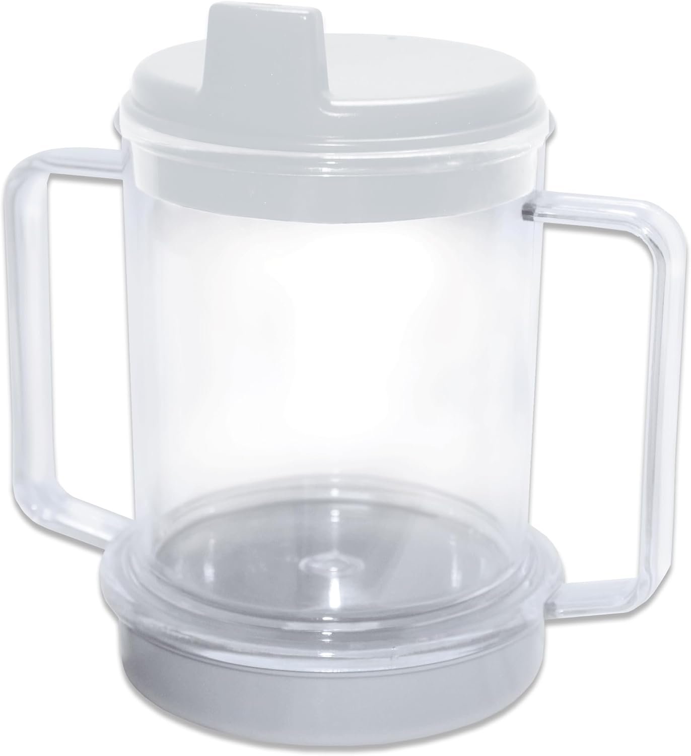 Direct Supply® Clear Cup, Two Handles, Weighted, Spouted Lid