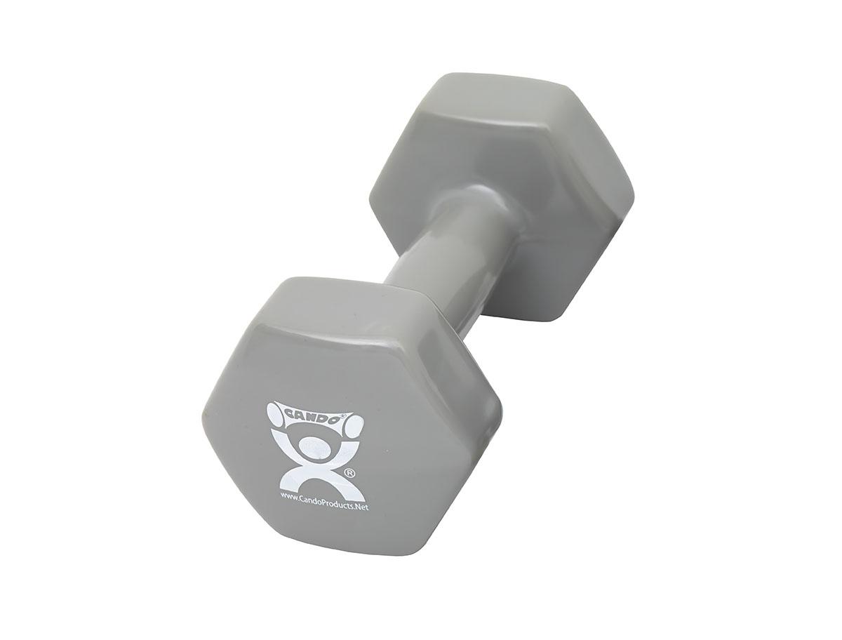 Cando® Vinyl Coated Dumbbell - 15 Lb - Silver, Each
