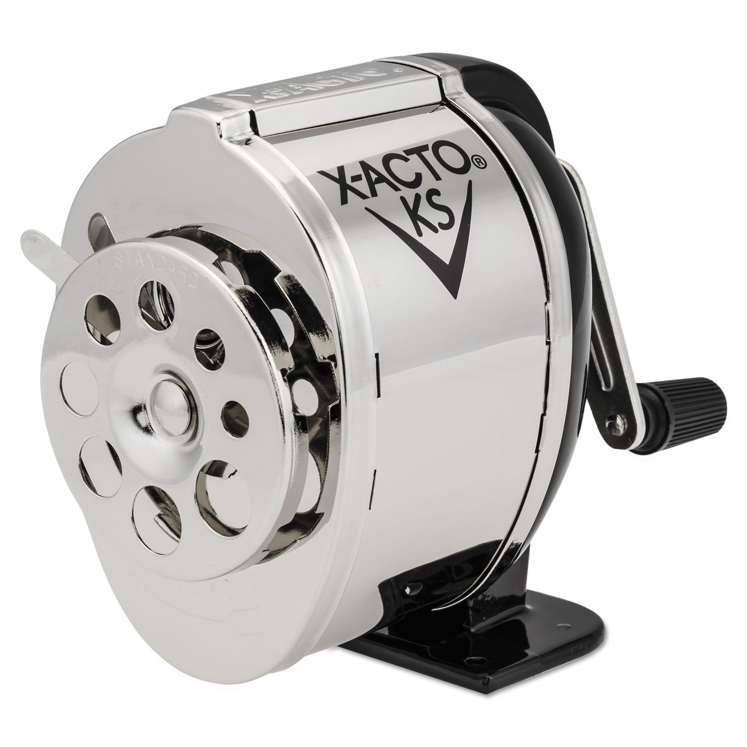 X-ACTO® KS Manual Classroom Pencil Sharpener, Counter/Wall-Mount, Black/Nickel-plated
