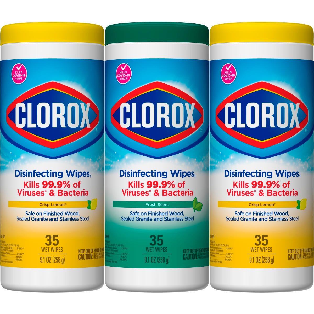 Clorox Disinfecting Wipes Value Pack, Bleach Free Cleaning Wipes, 35 Count Each, Pack of 3 (30112)
