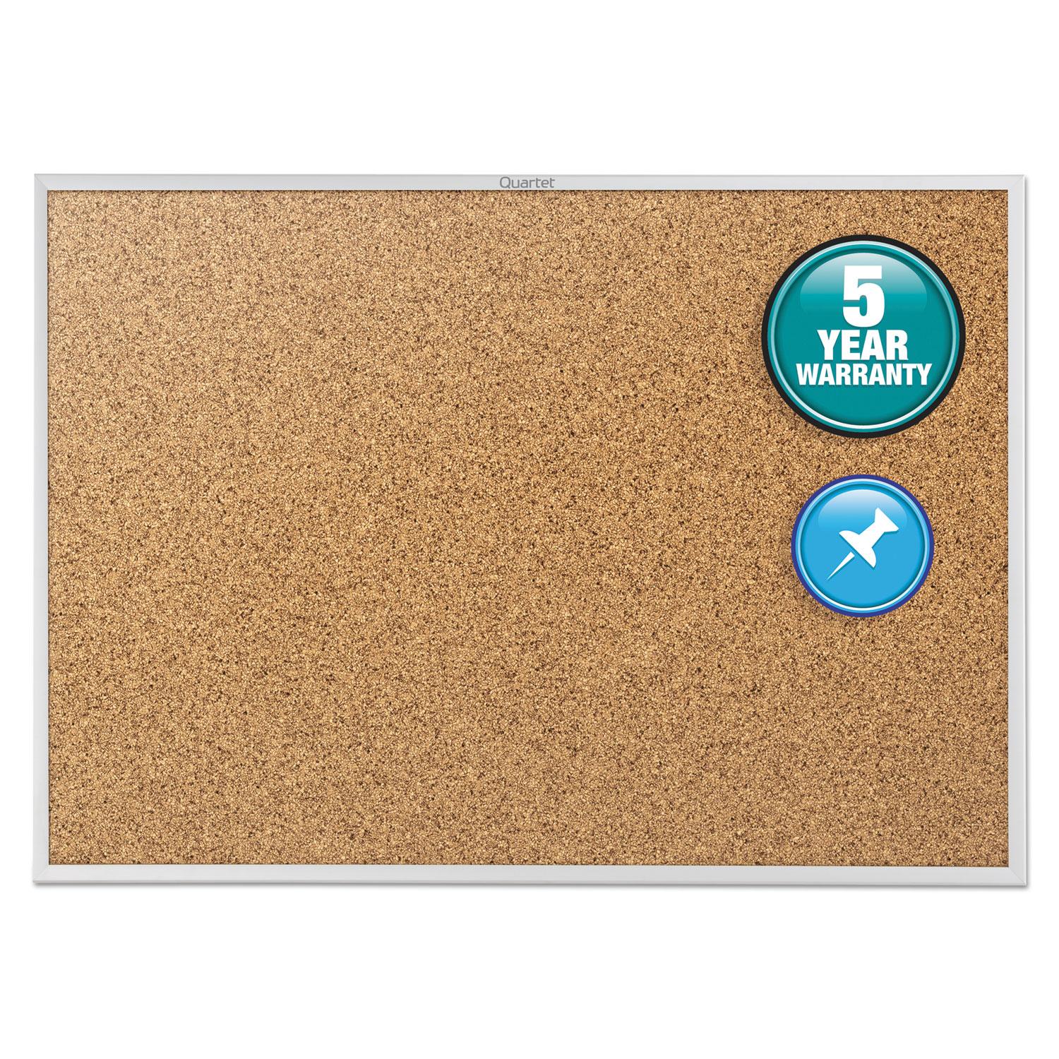 Quartet® Classic Series Cork Bulletin Board, 60 x 36, Silver Aluminum Frame