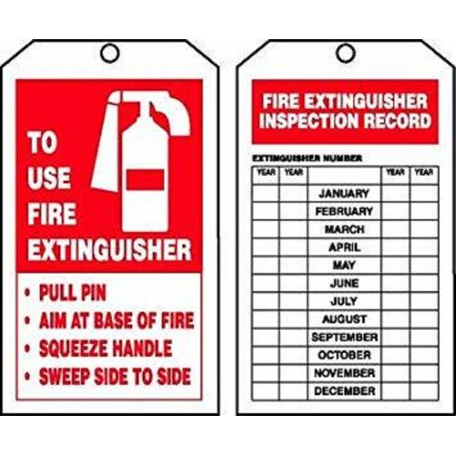 Fire Extinguisher Instruction and Inspection Tag, PF-Cardstock 5/Pack ...