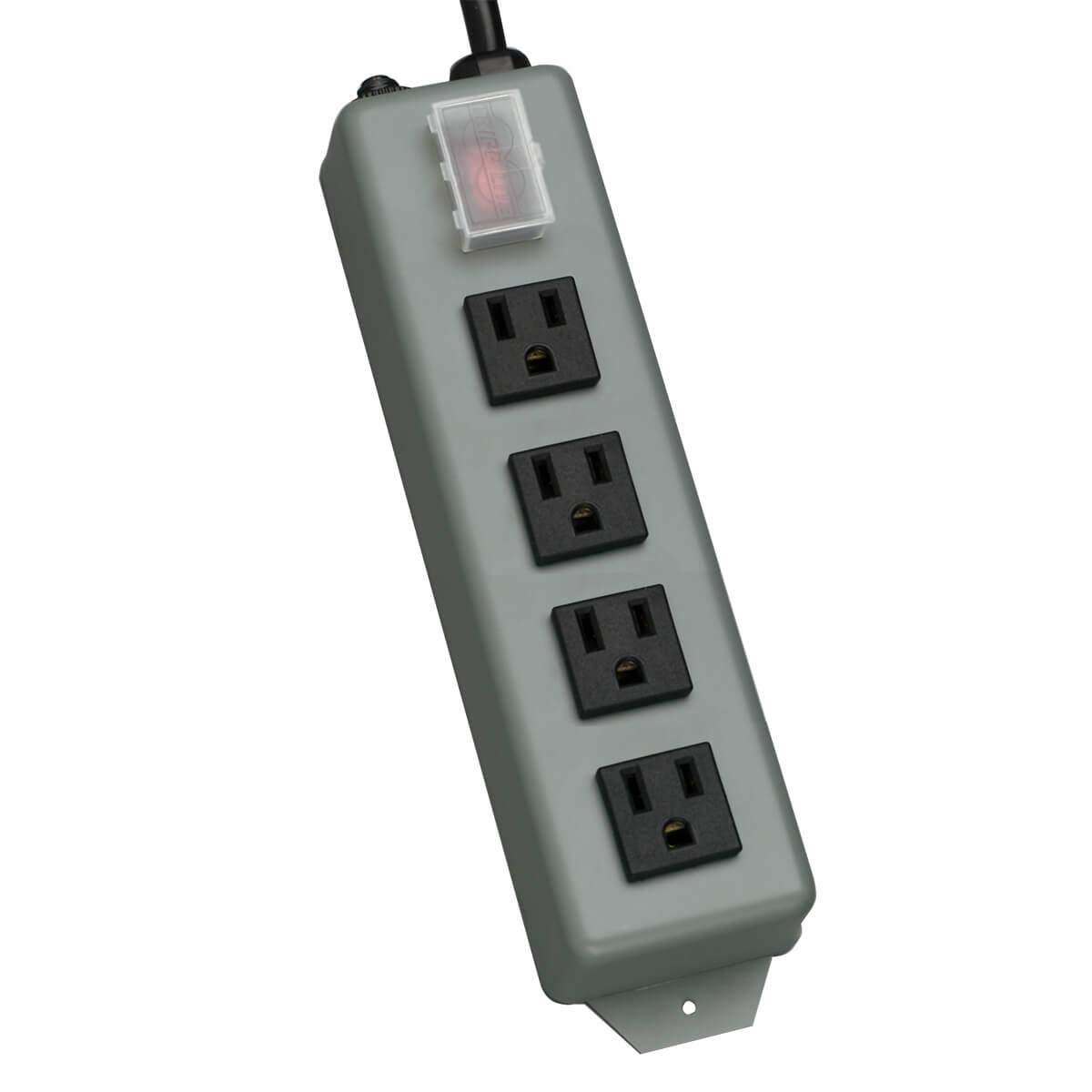 4-Outlet Power Strip Metal 6Ft Cord