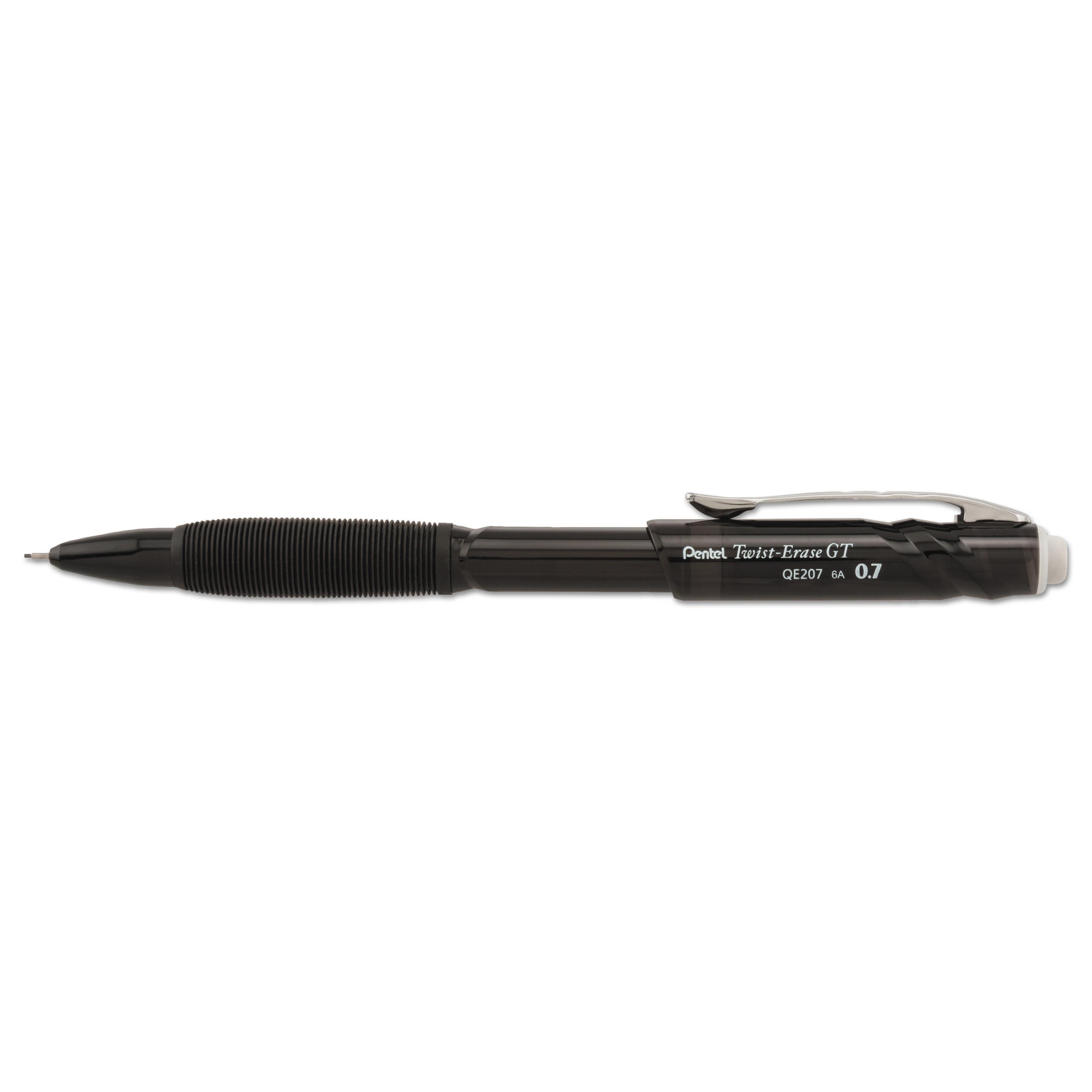 Pentel® Twist-Erase GT Pencils, 0.7 mm, Black