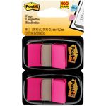 Post-it® Flags Standard Page Flags in Dispenser, Bright Pink, 100 Flags/Dispenser