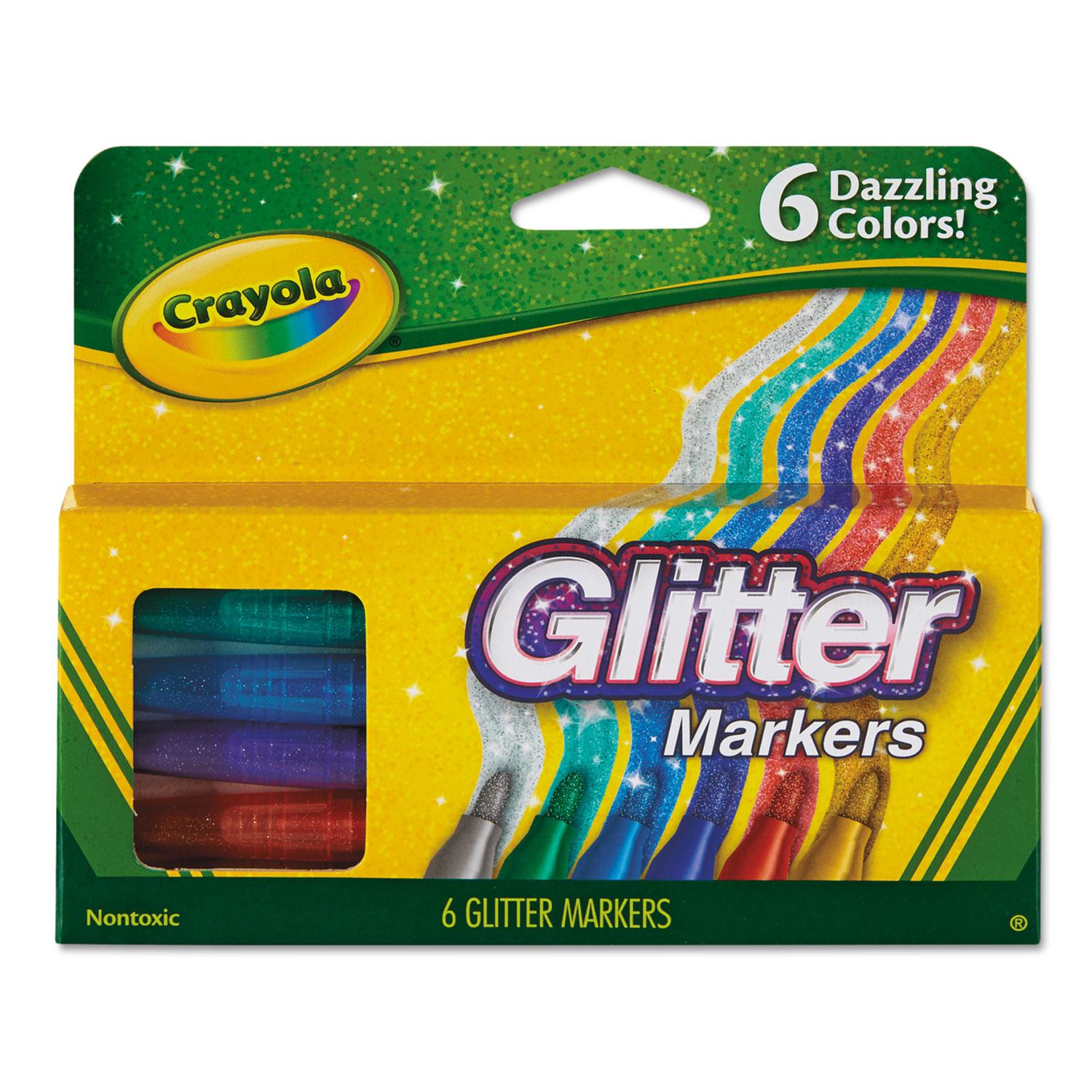 Crayola® Glitter Markers, Assorted, 6/Set