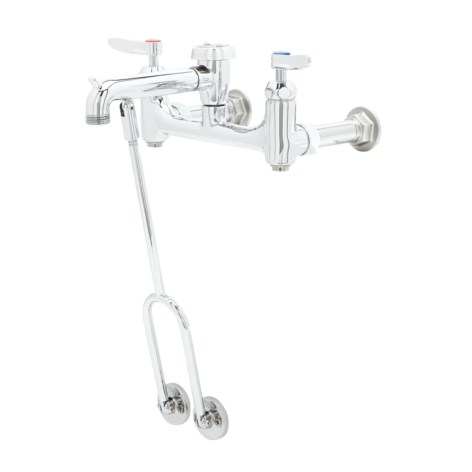 8" Service Sink Faucet, Wall Mount, Ceramas, Built-In Stops, Vacuum Breaker, Polished