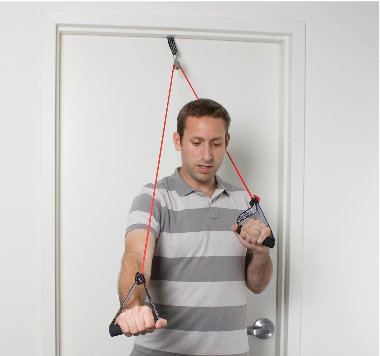 Cando® Shoulder Pulley With Exercise Tubing And Handles, Red - Light
