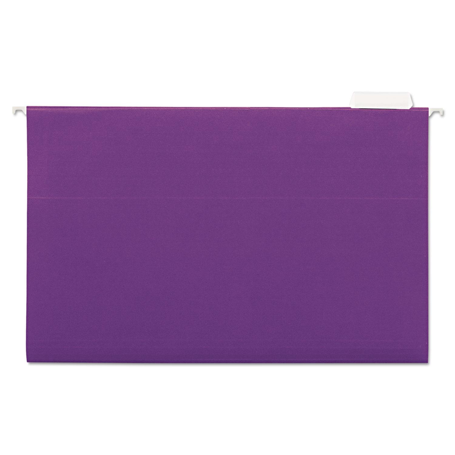 Universal® Hanging File Folders, 1/5 Tab, 11 Point Stock, Legal, Violet, 25/Box