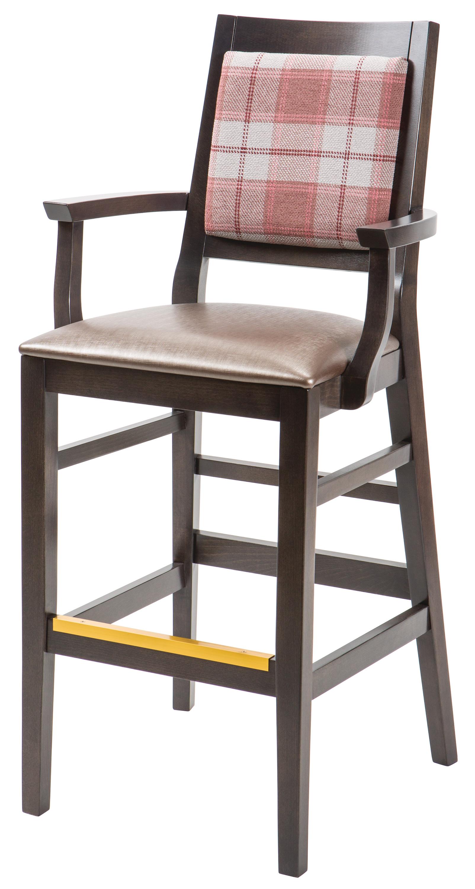 Holsag Dallas Barstool with Arms, Grade 06 - Frame Finish: Teak