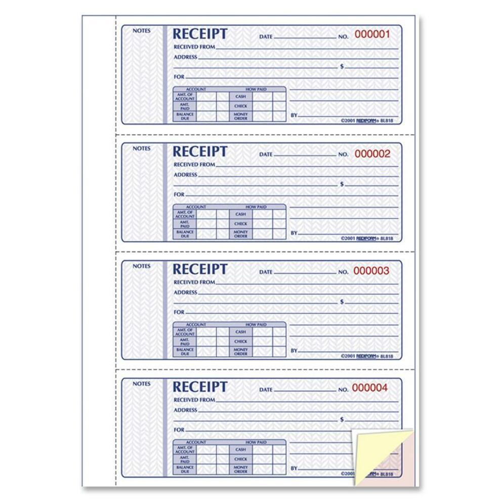 Money Receipt Book, Hardbound, 2-3/4"x7", 200 Triplicates